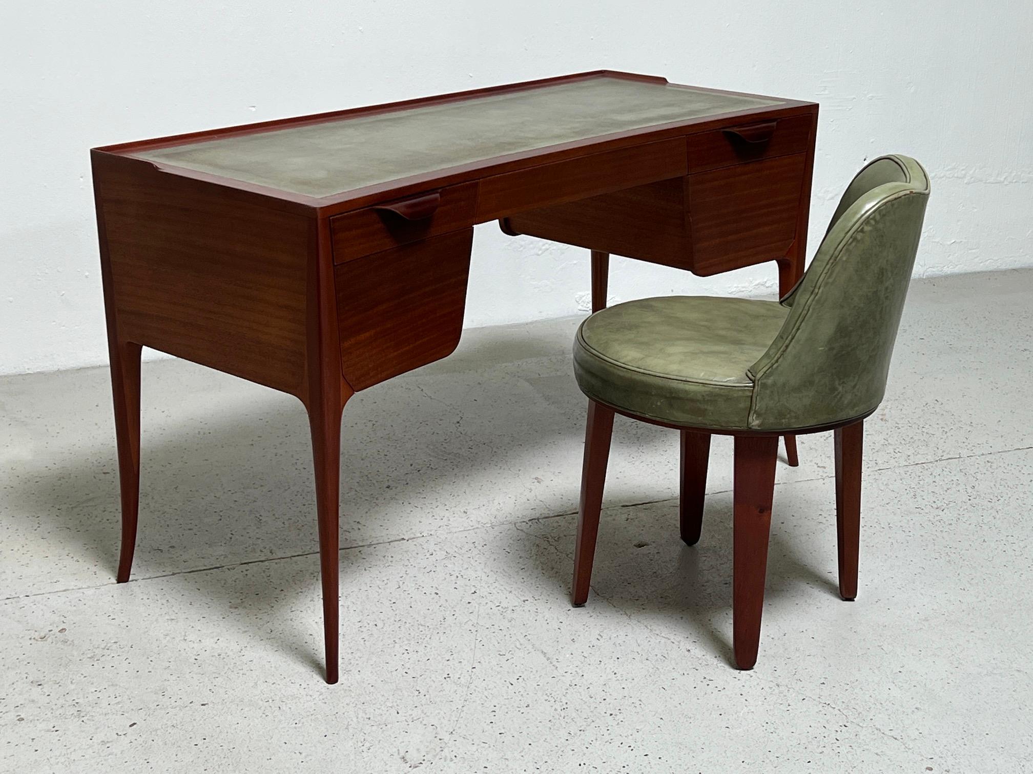 Mid-20th Century Edward Wormley for Dunbar Desk and Chair in Matching Leather