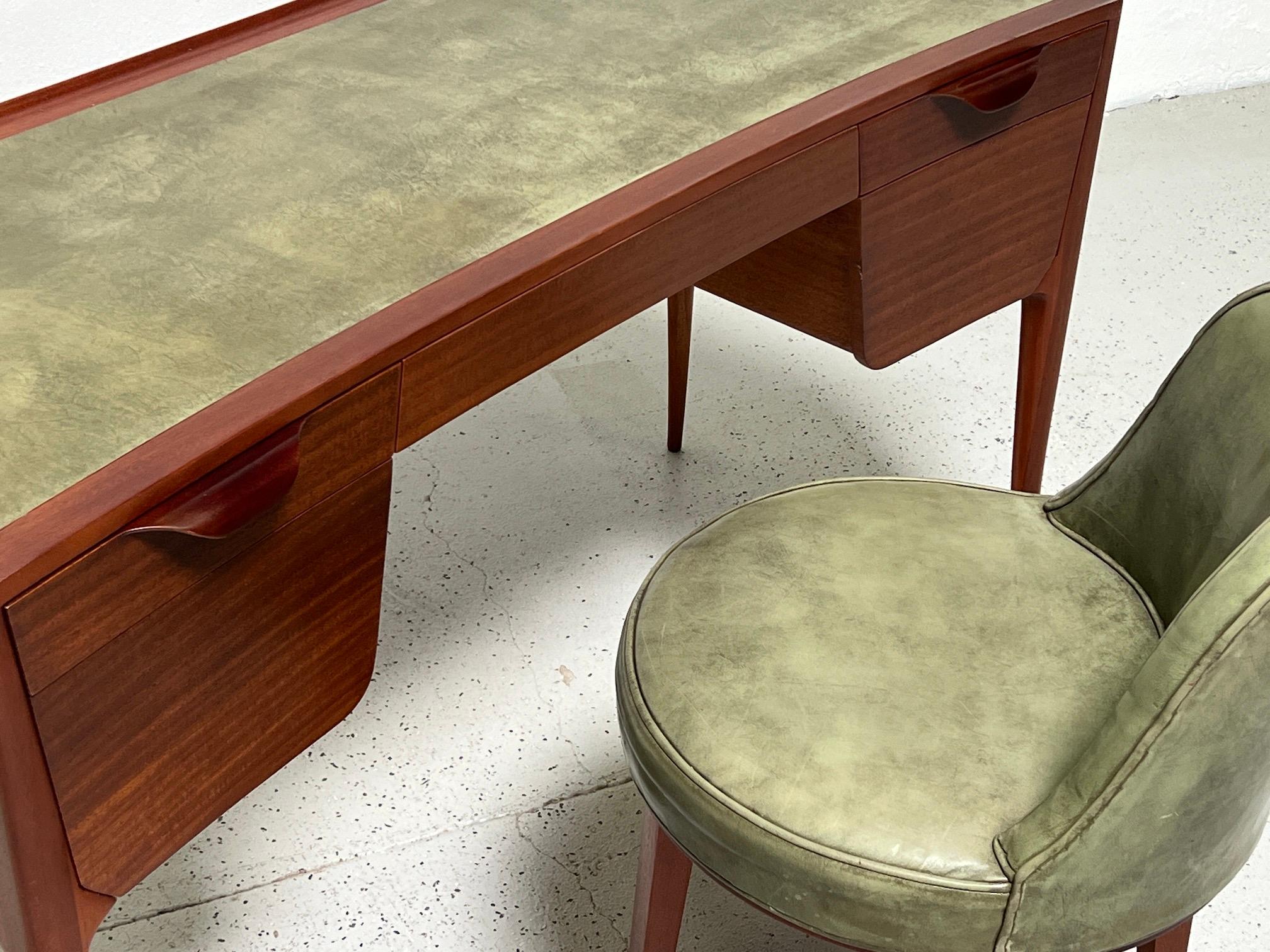 Edward Wormley for Dunbar Desk and Chair in Matching Leather 1