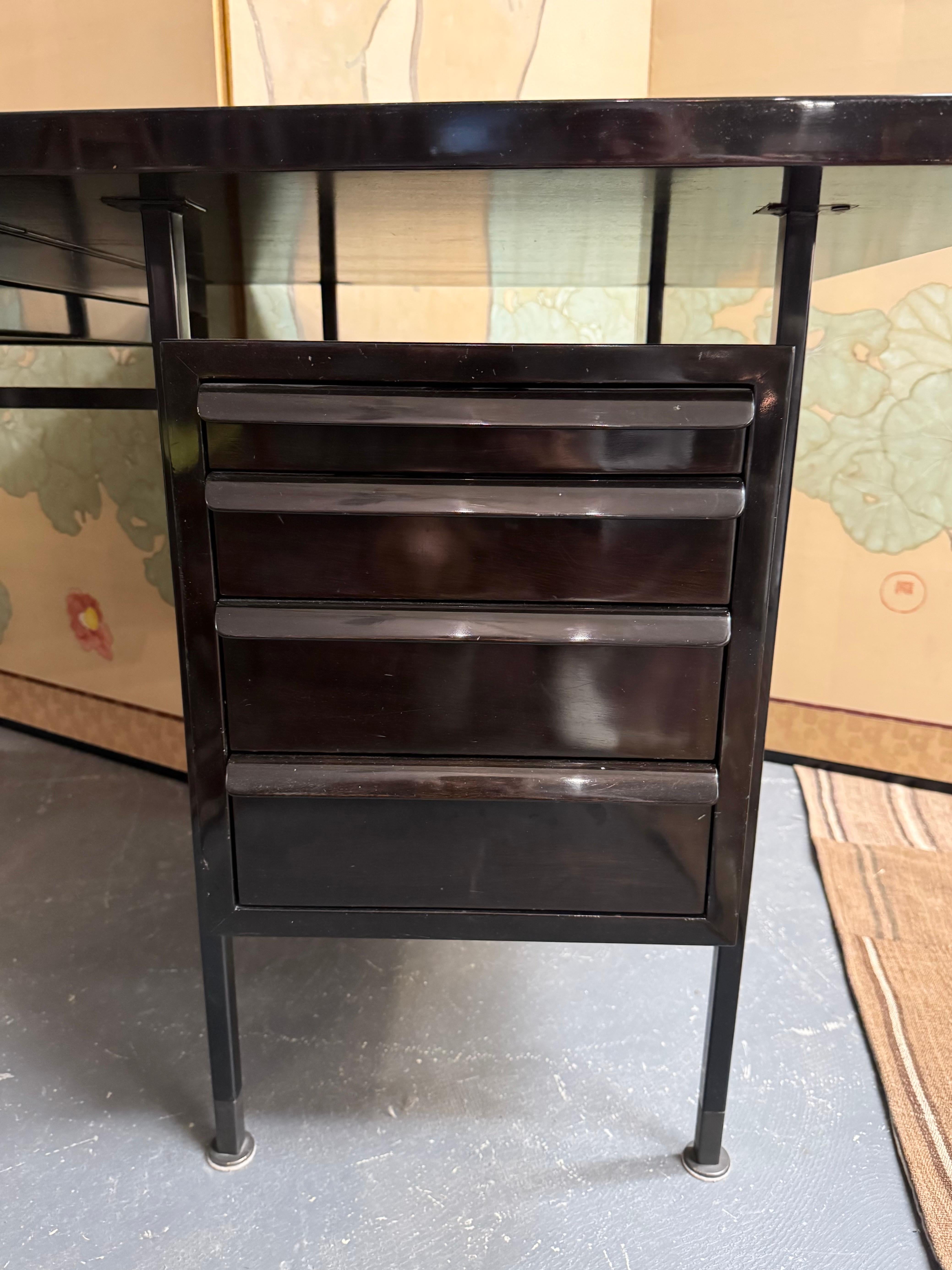Metal Edward Wormley for Dunbar Desk in Tawi Walnut & Steel For Sale