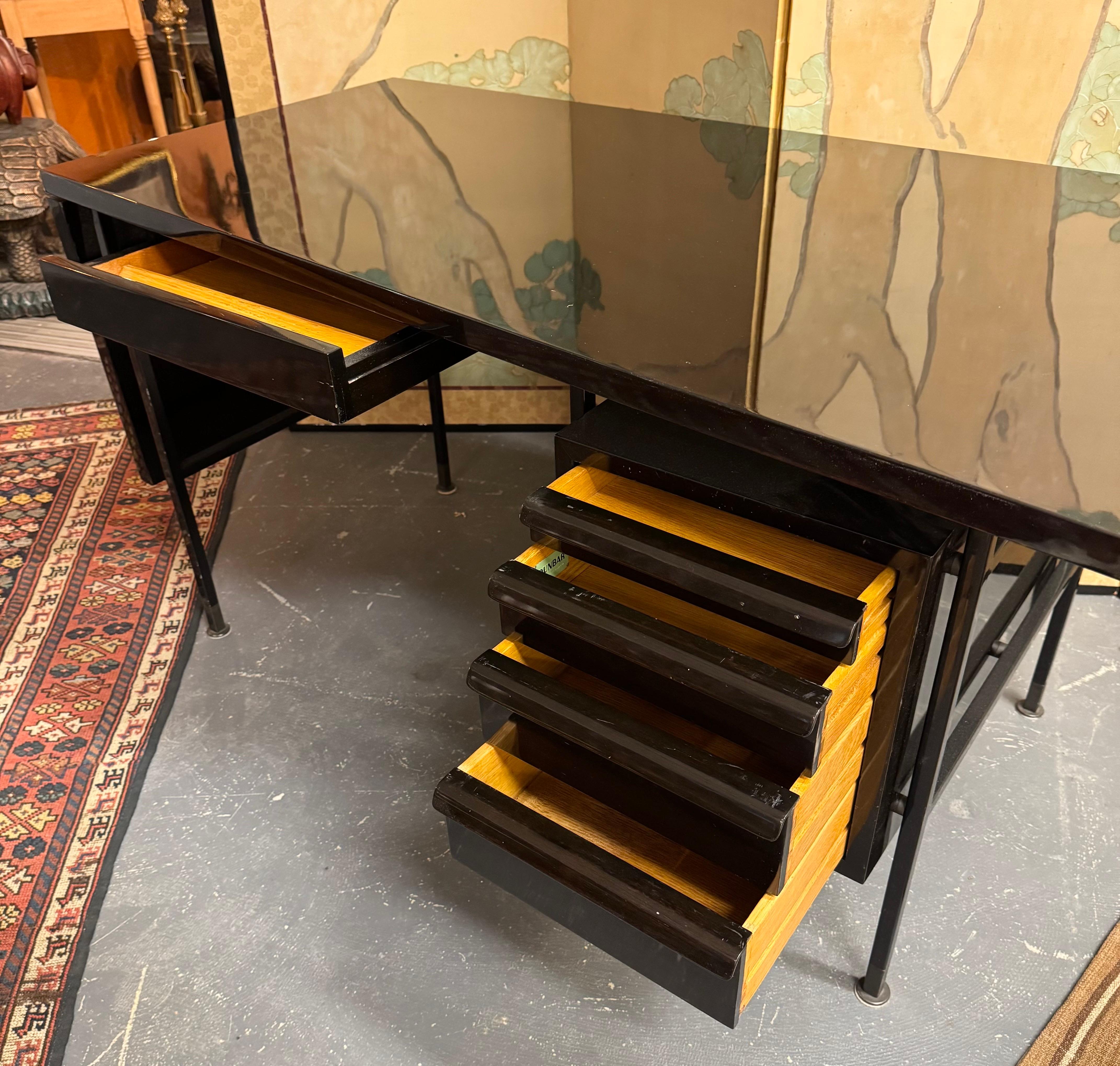 Edward Wormley for Dunbar Desk in Tawi Walnut & Steel For Sale 1
