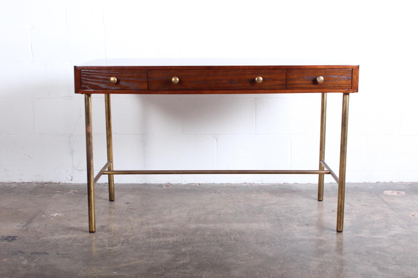 Edward Wormley for Dunbar Desk with Brass Base In Good Condition In Dallas, TX