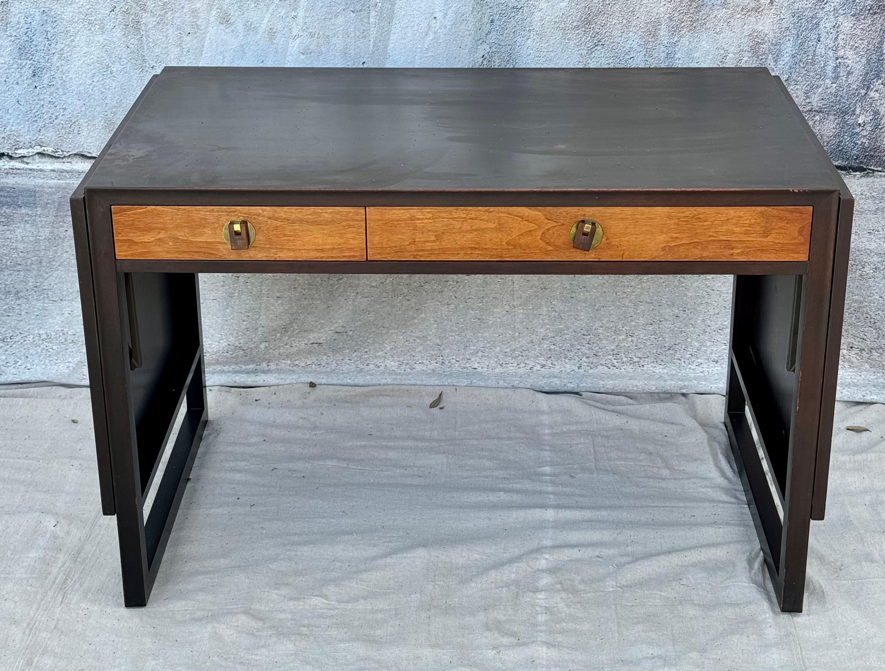 Edward Wormley for Dunbar Desk with Drop Leaves and File Cabinet For Sale 3