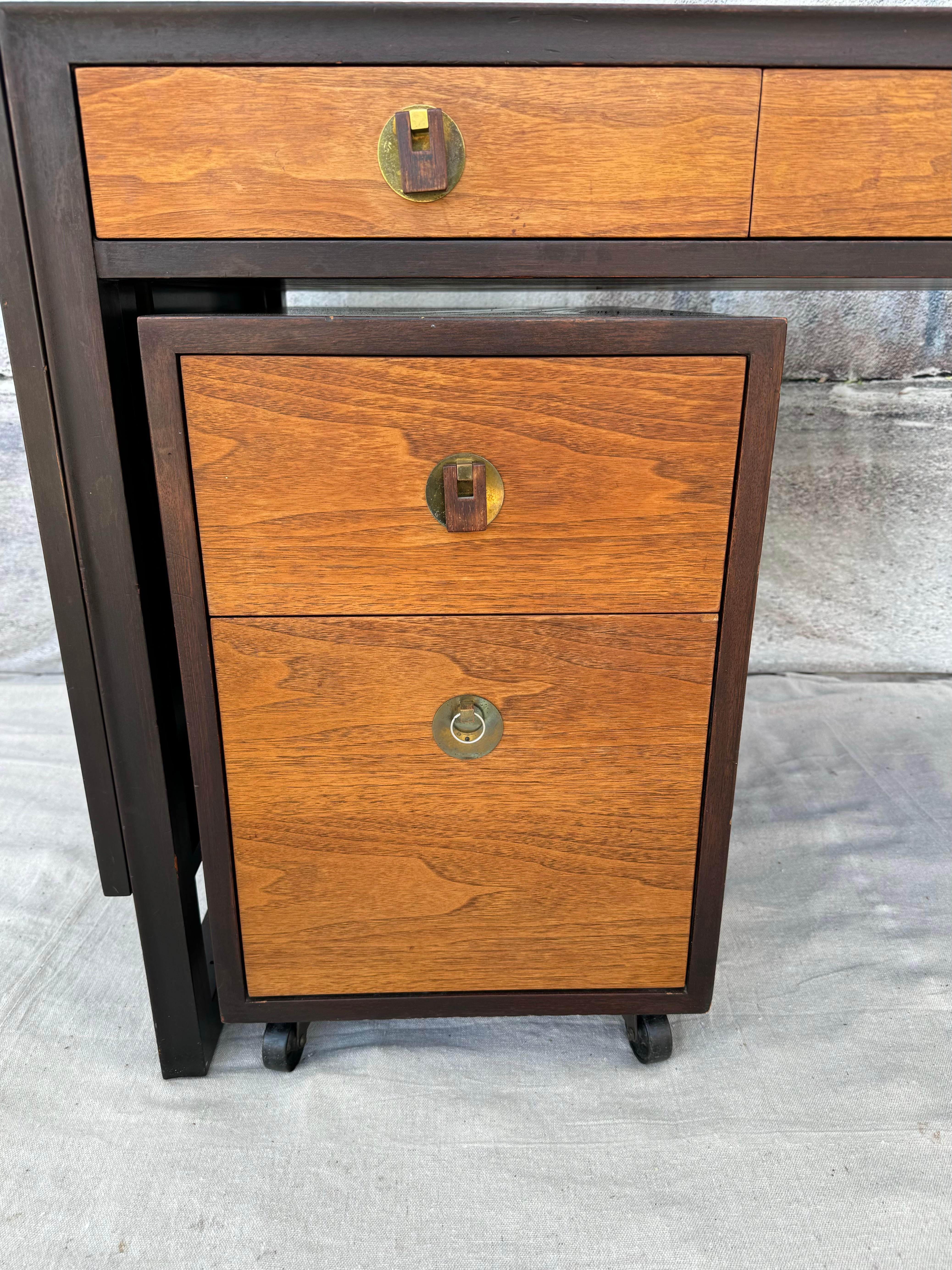 Mid-Century Modern Edward Wormley for Dunbar Desk with Drop Leaves and File Cabinet For Sale
