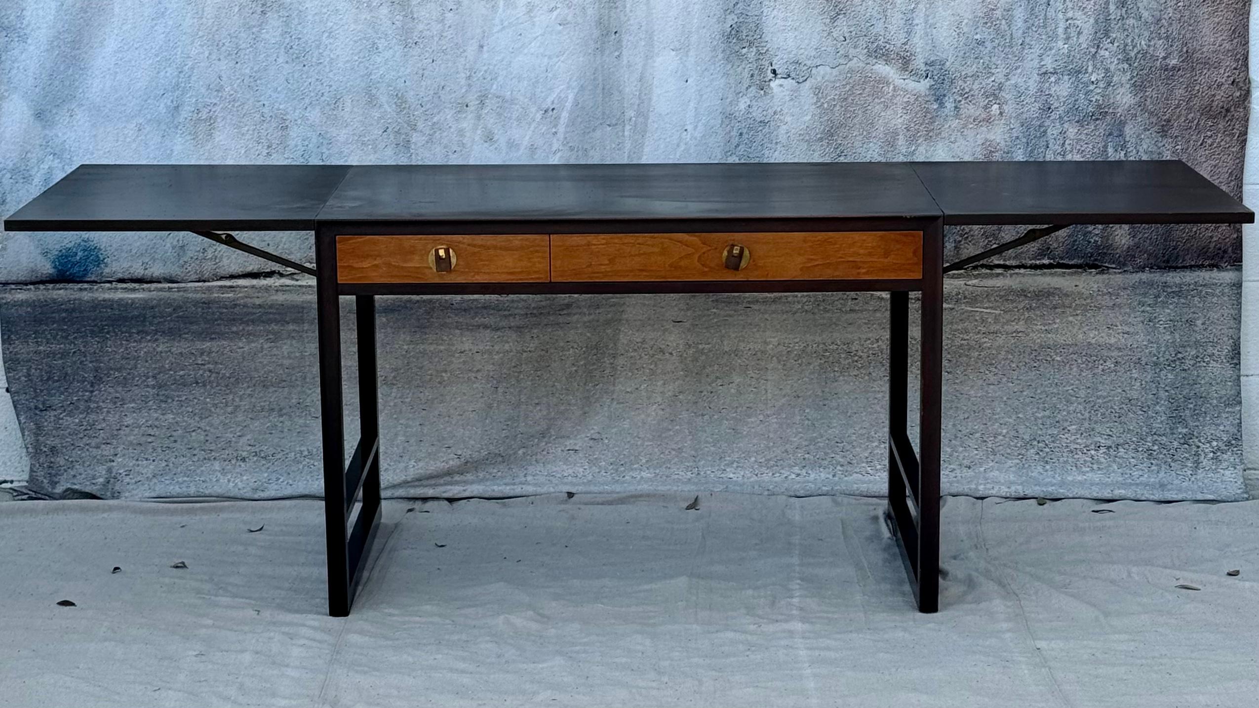 20th Century Edward Wormley for Dunbar Desk with Drop Leaves and File Cabinet For Sale