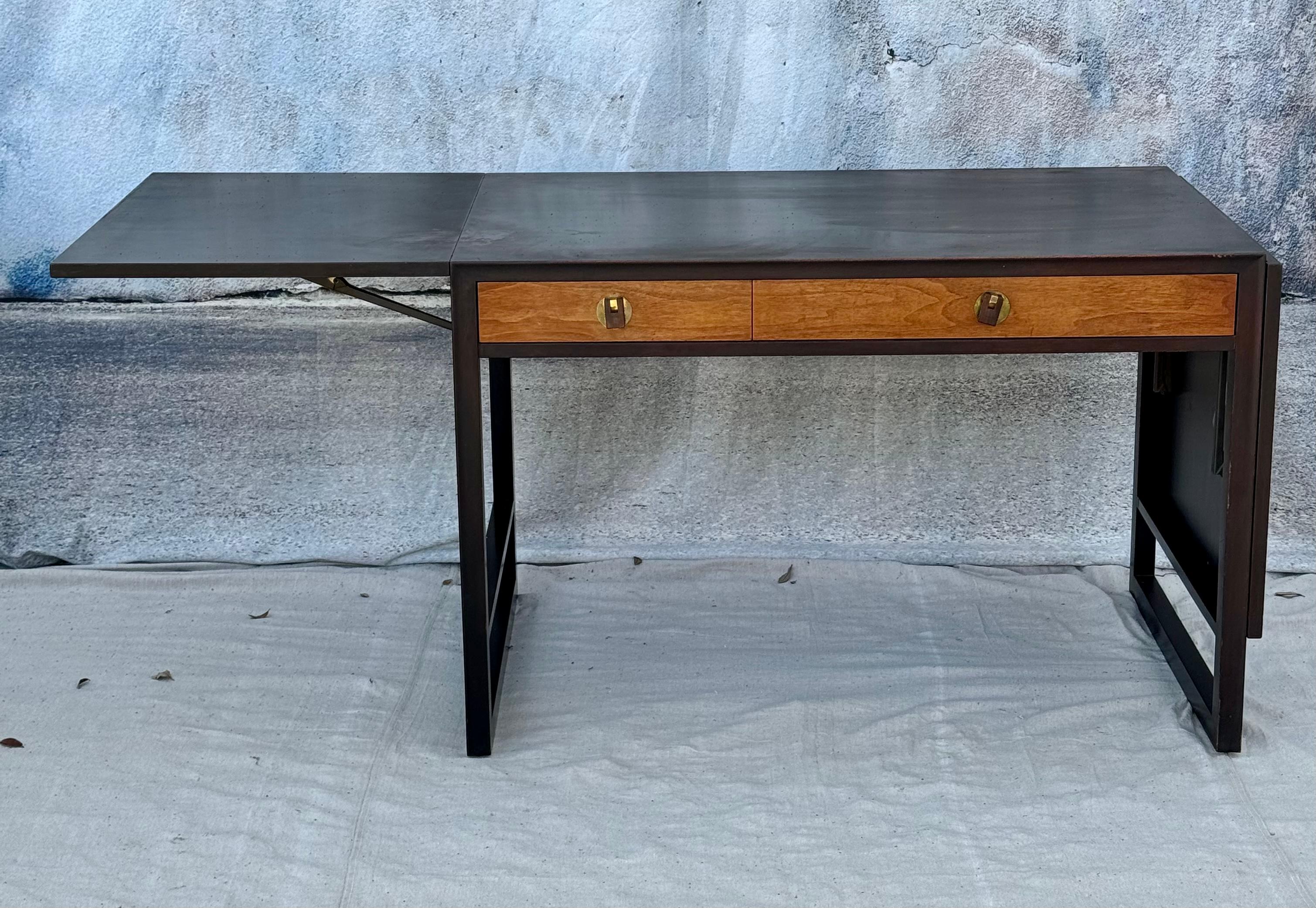 Edward Wormley for Dunbar Desk with Drop Leaves and File Cabinet For Sale 1