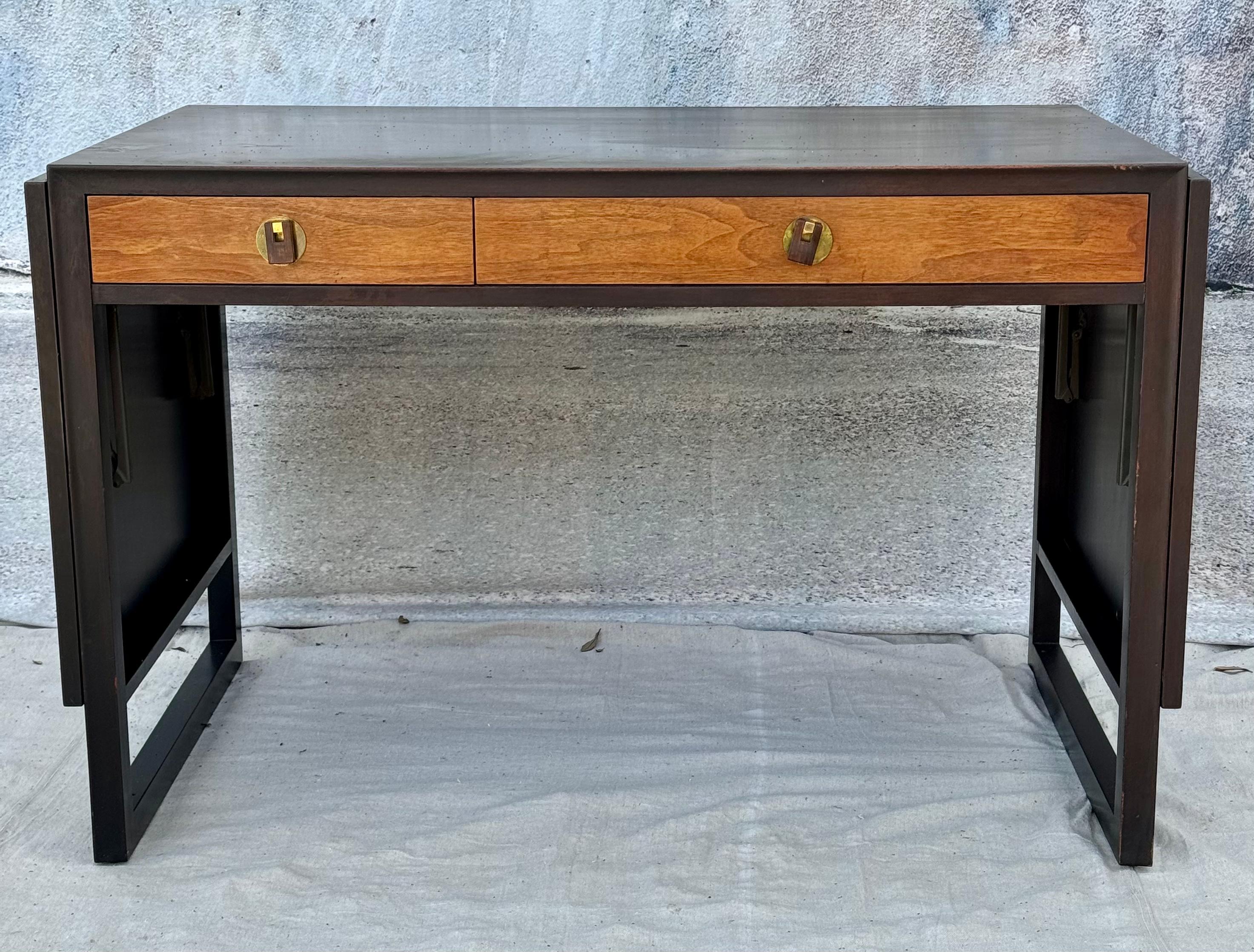 Edward Wormley for Dunbar Desk with Drop Leaves and File Cabinet For Sale 2
