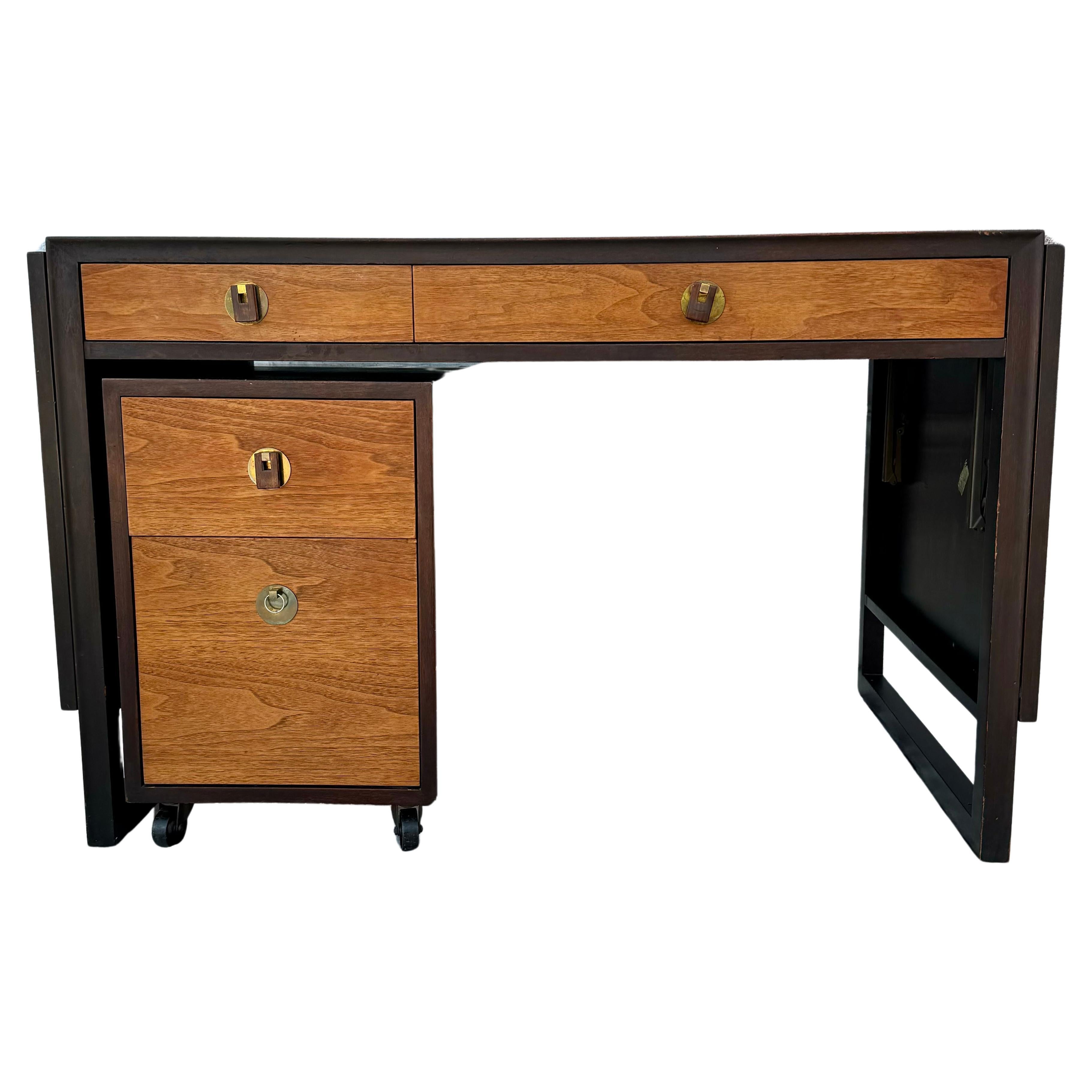 Edward Wormley for Dunbar Desk with Drop Leaves and File Cabinet For Sale
