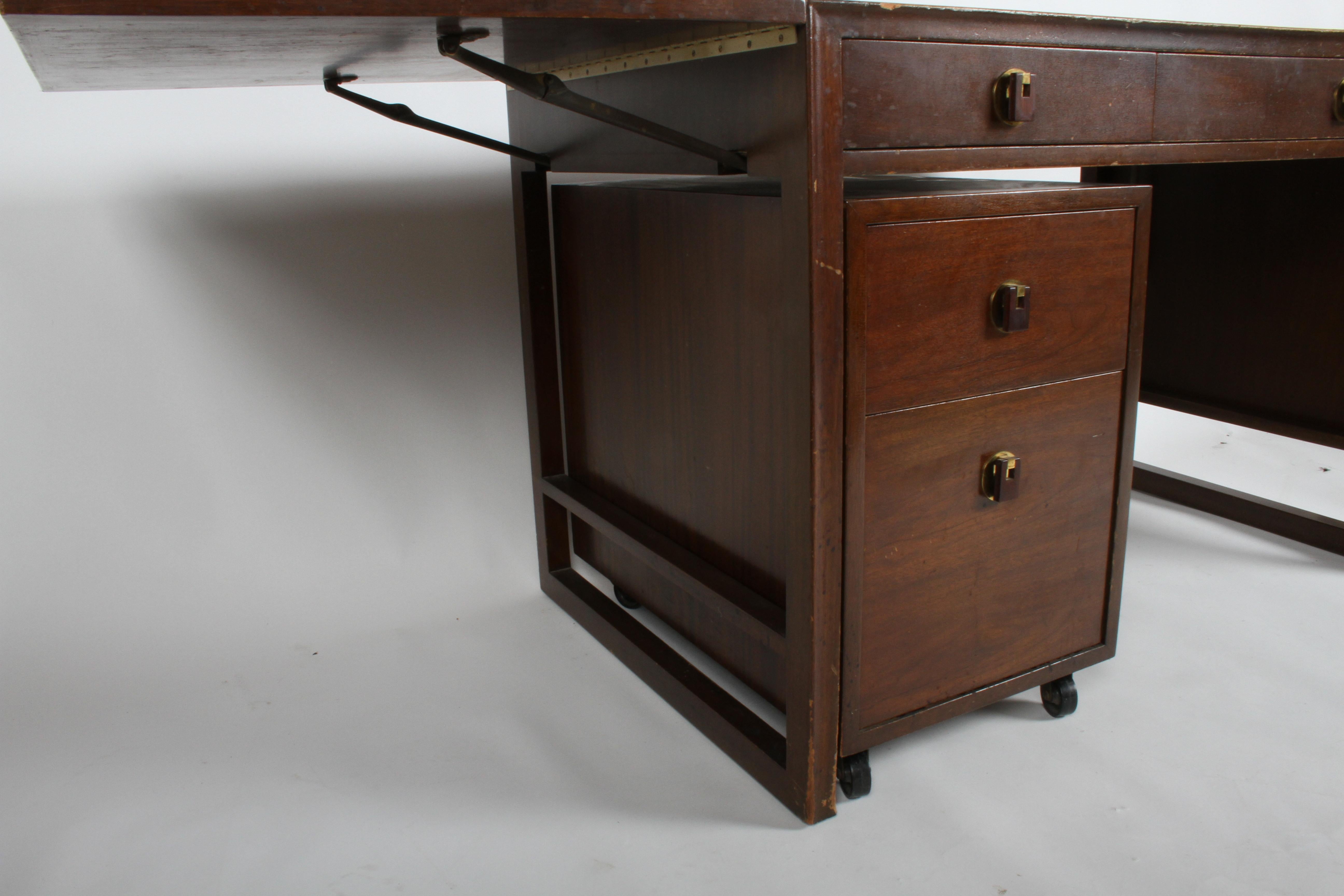 Edward Wormley for Dunbar Desk with Drop Leaves and File Cabinet in Dark Finish For Sale 4