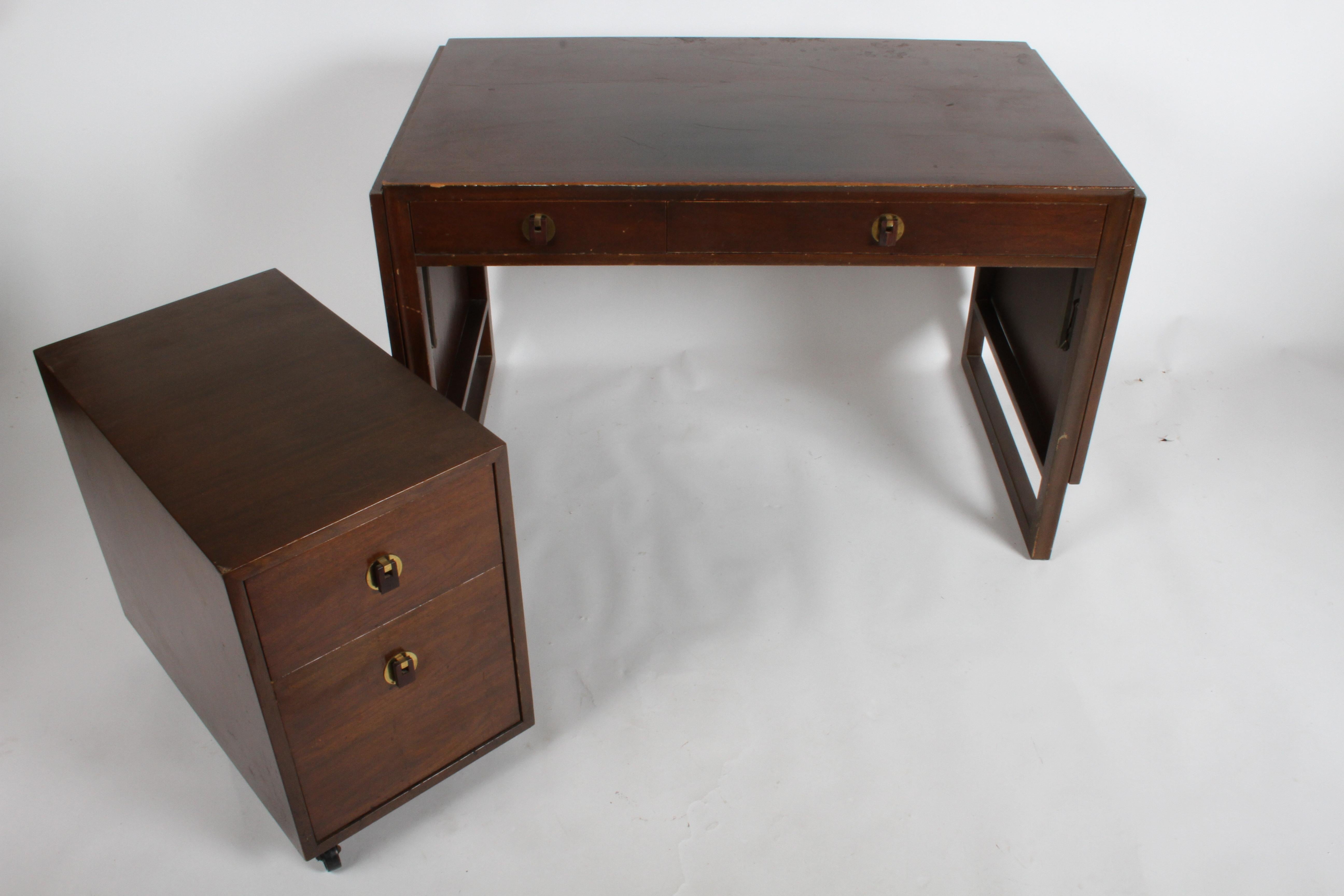 Edward Wormley for Dunbar Desk with Drop Leaves and File Cabinet in Dark Finish For Sale 5