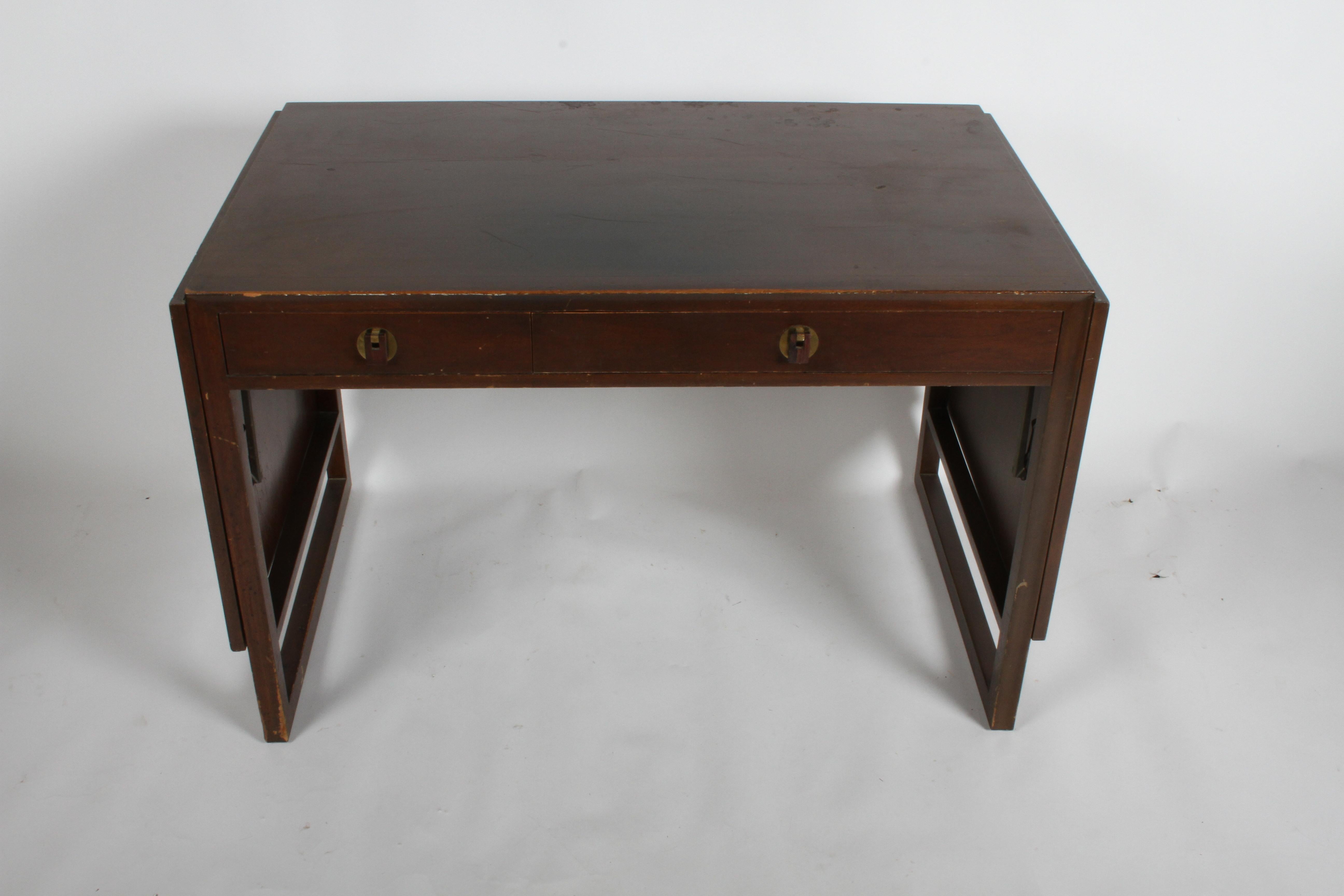 Edward Wormley for Dunbar Desk with Drop Leaves and File Cabinet in Dark Finish For Sale 6