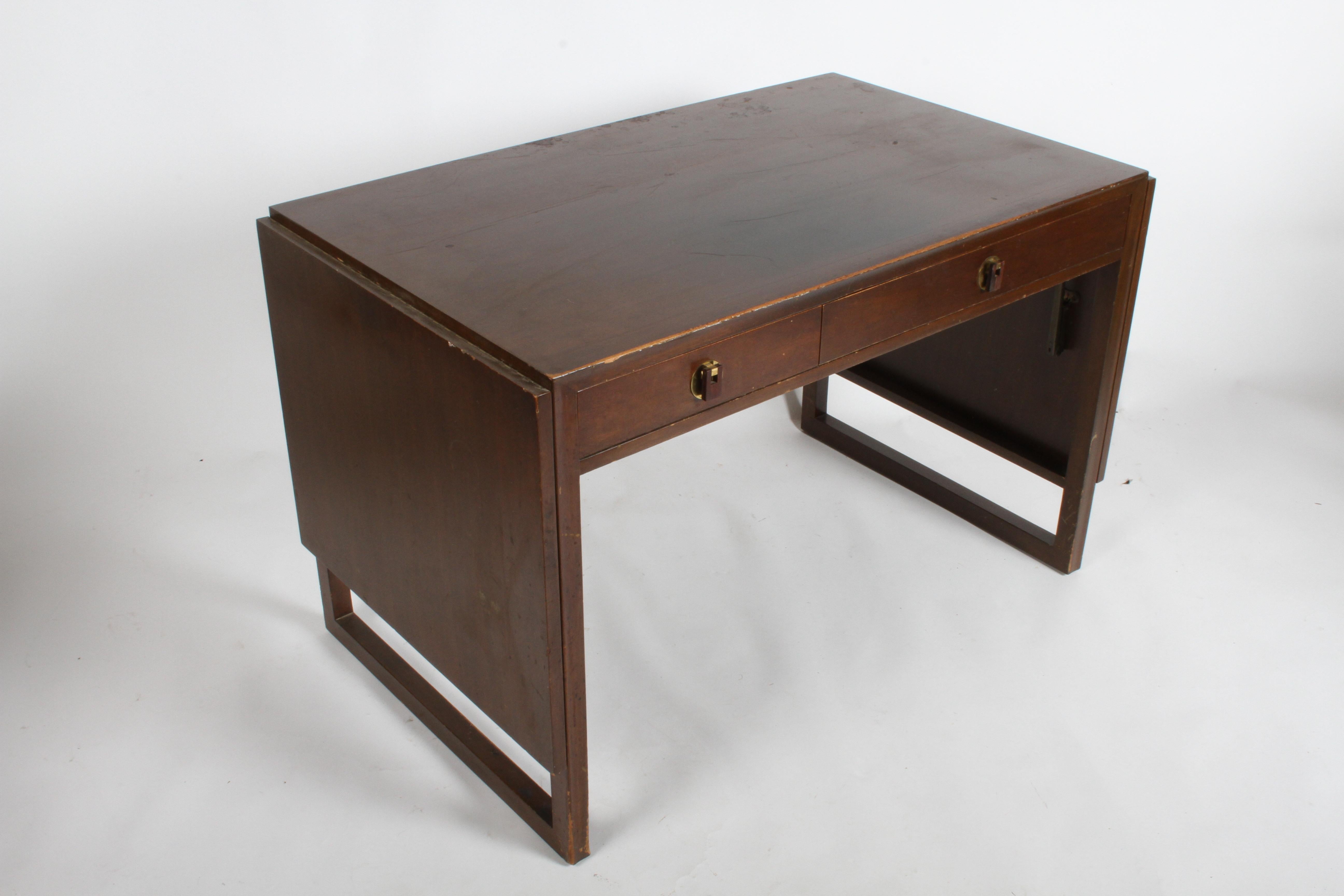 Edward Wormley for Dunbar Desk with Drop Leaves and File Cabinet in Dark Finish For Sale 9
