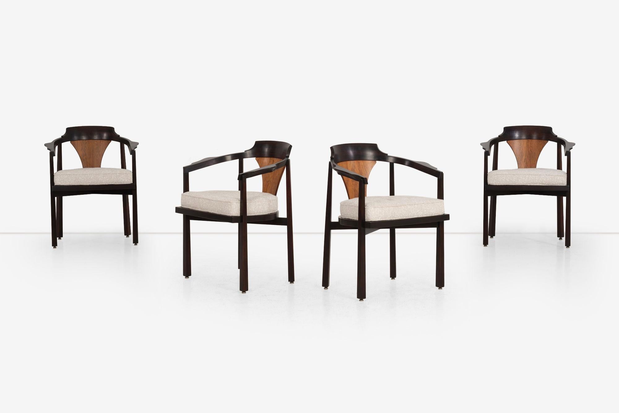 Edward Wormley für Dunbar Esszimmerstühle , 1965 Modell 935 „Horseshoe-Stühle“ im Zustand „Gut“ im Angebot in Chicago, IL