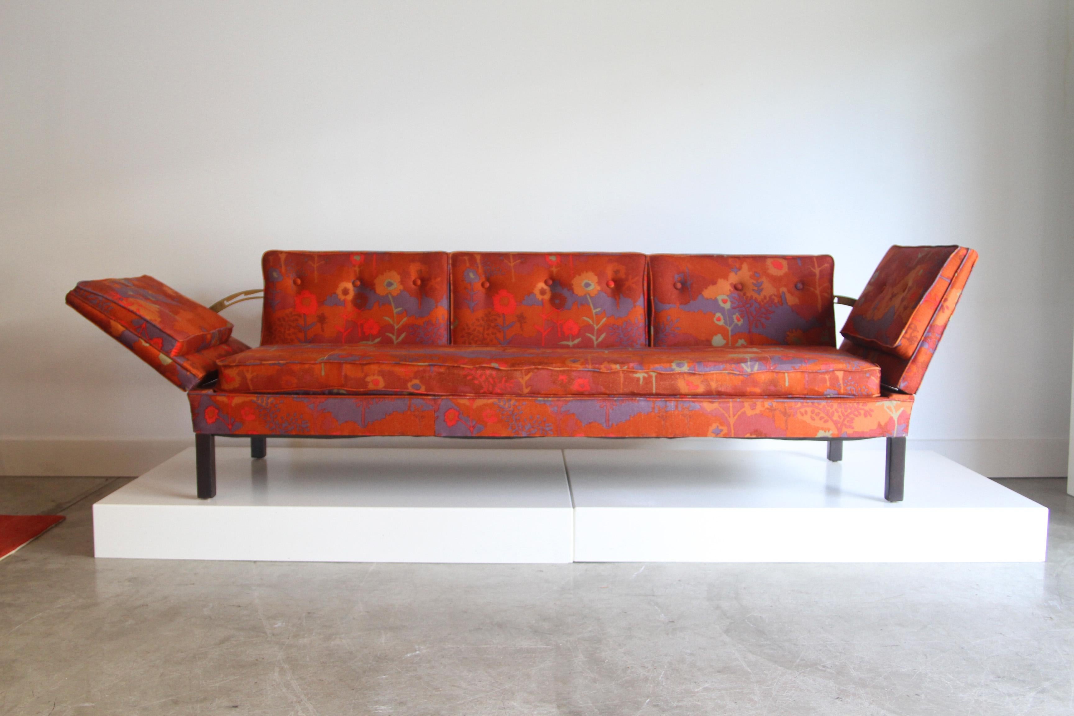 Edward Wormley for Dunbar Drop Arm Sofa Jack Lenor Larsen Fabric 2