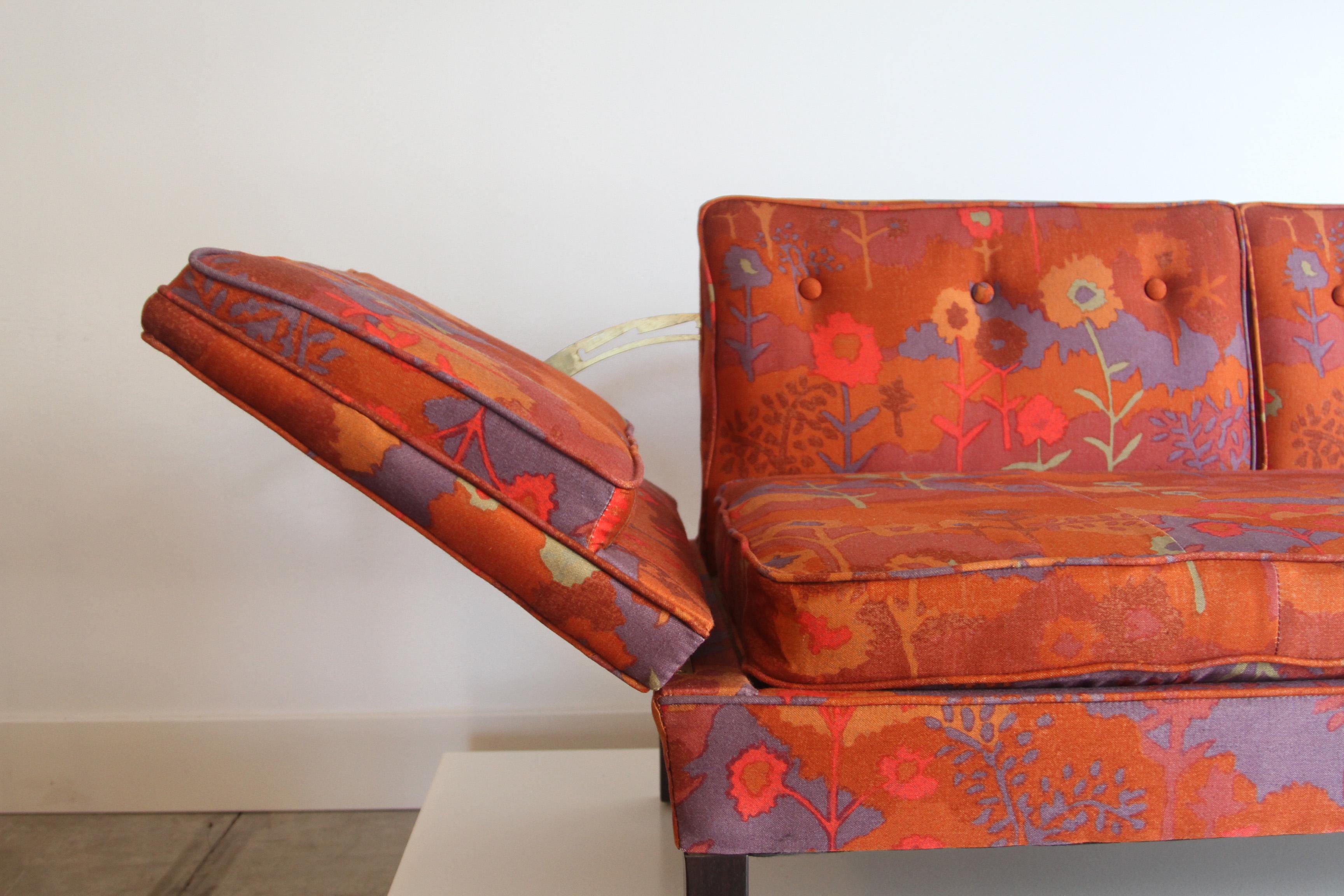 Mid-Century Modern Edward Wormley for Dunbar Drop Arm Sofa Jack Lenor Larsen Fabric