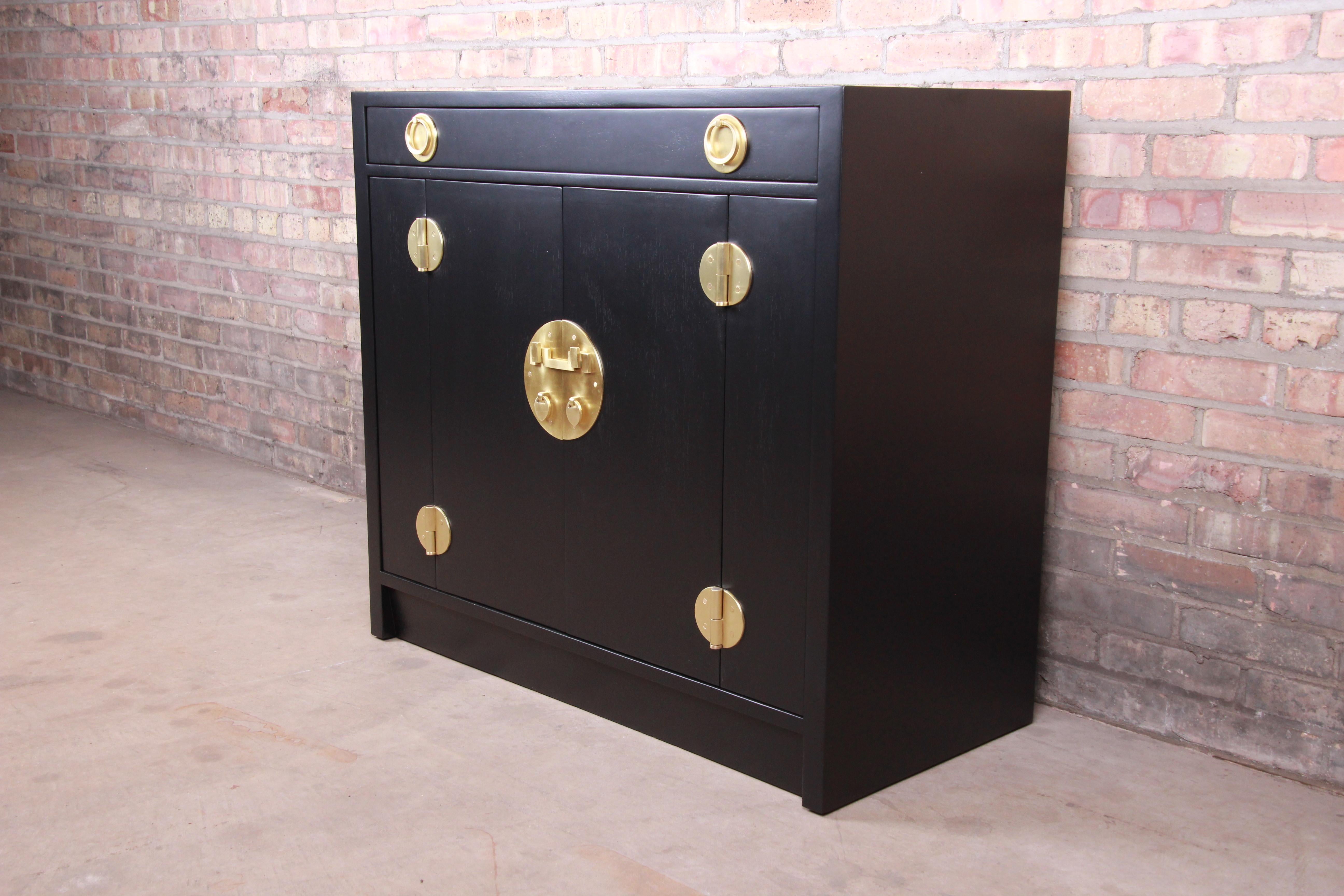 Mid-20th Century Edward Wormley for Dunbar Ebonized Janus Collection Chests, Pair