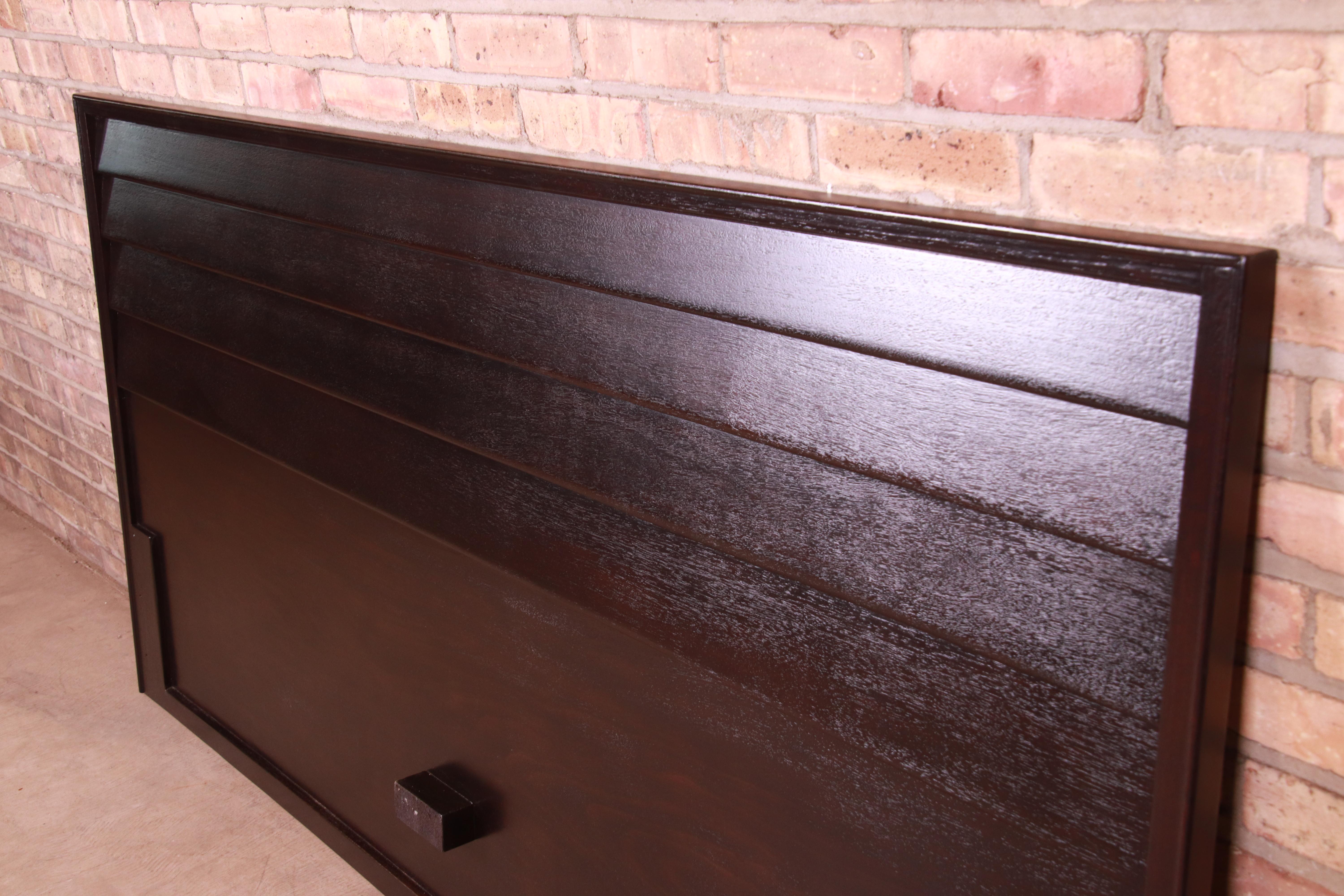 Edward Wormley for Dunbar Ebonized King Size Headboard, Newly Refinished In Good Condition For Sale In South Bend, IN