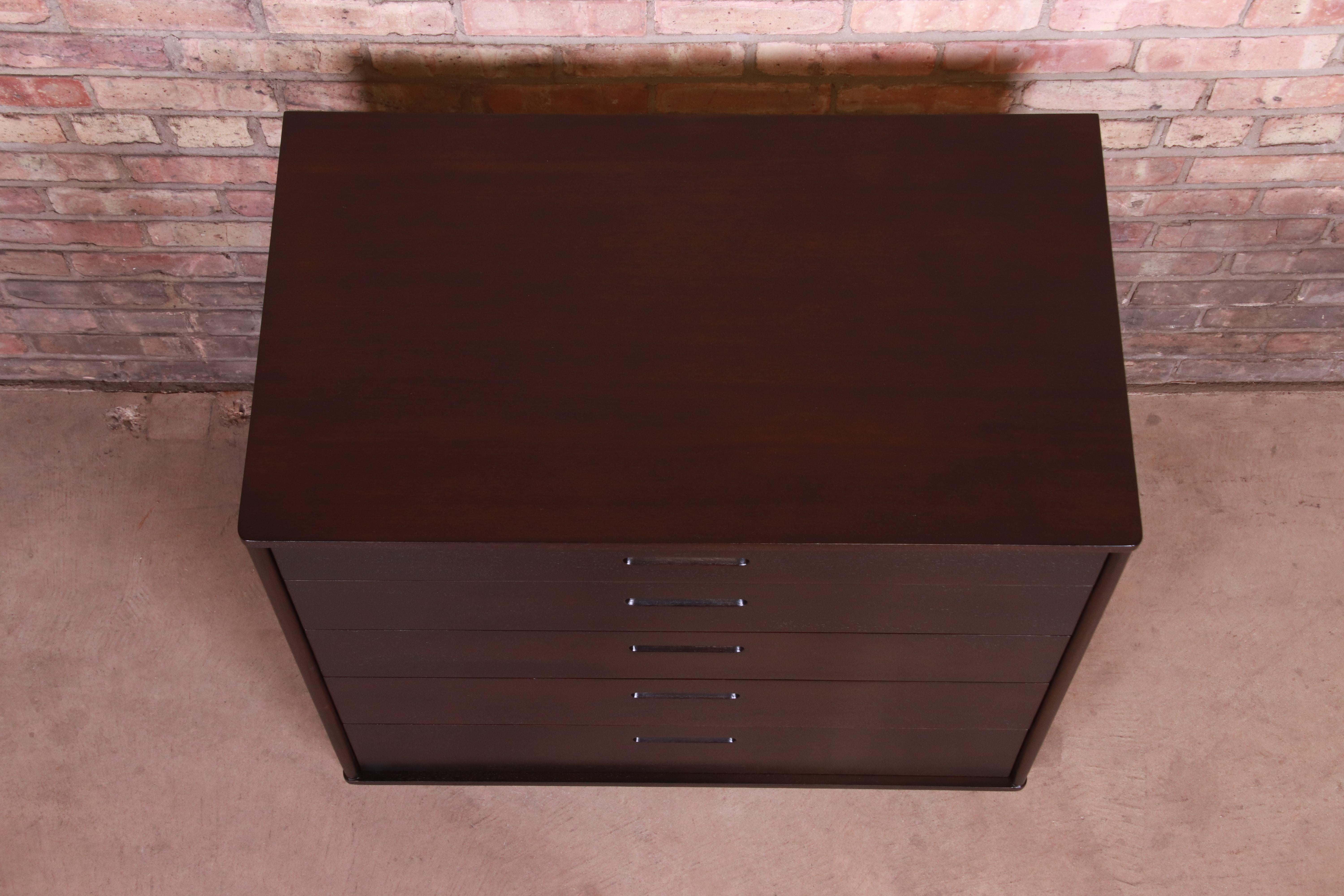 Edward Wormley for Dunbar Ebonized Mahogany Dresser Chest, Newly Refinished For Sale 6