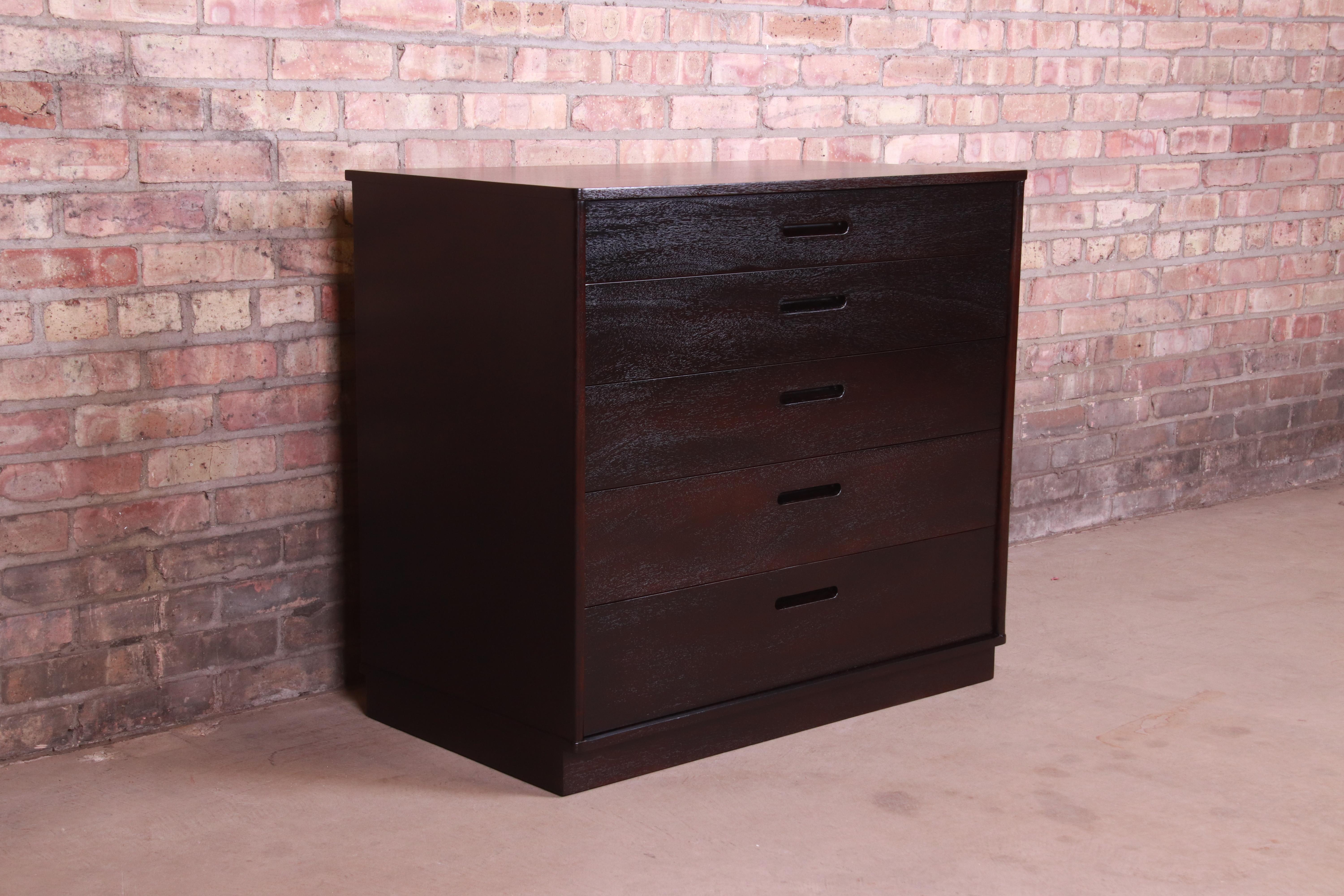 Mid-Century Modern Edward Wormley for Dunbar Ebonized Mahogany Dresser Chest, Newly Refinished For Sale