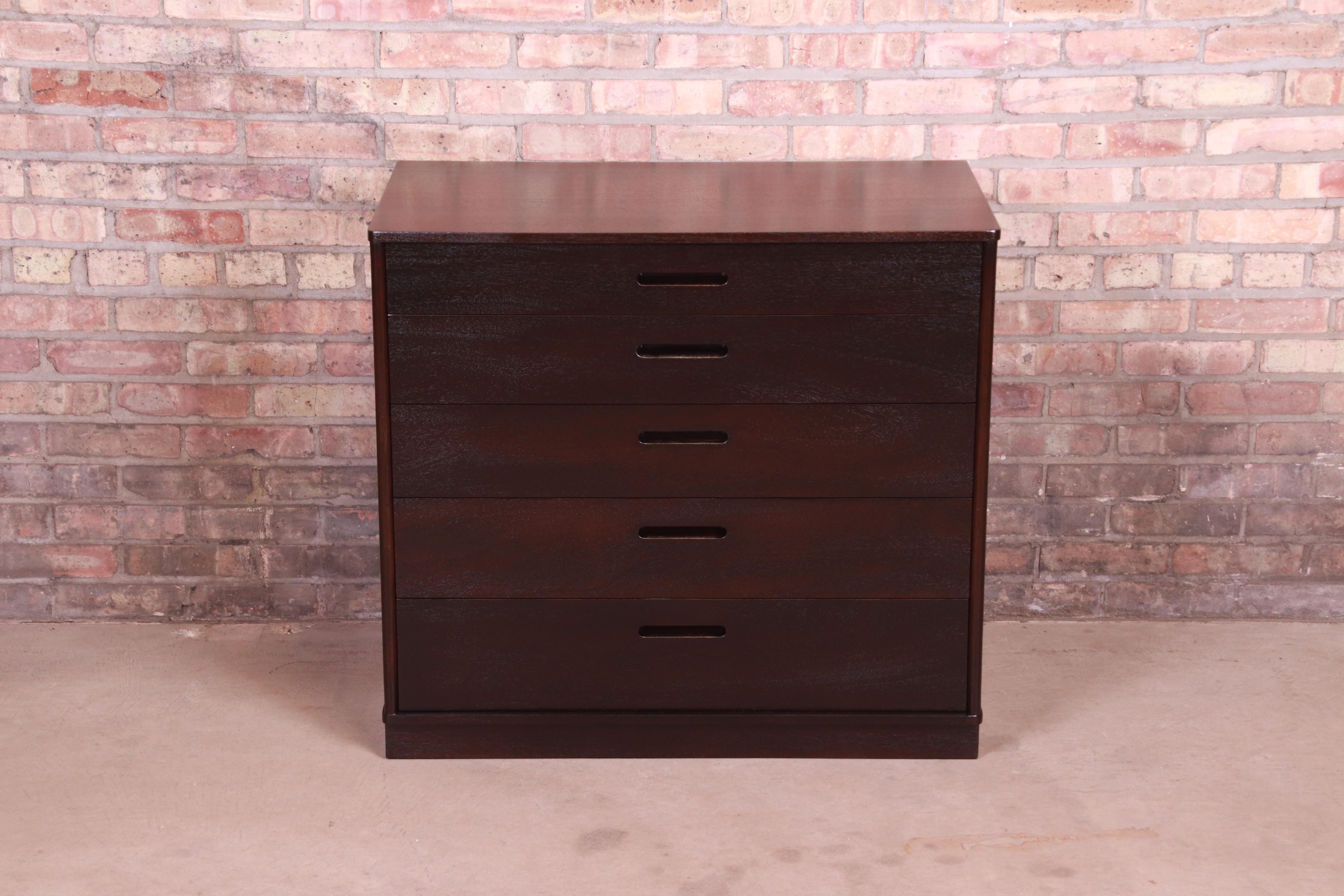 American Edward Wormley for Dunbar Ebonized Mahogany Dresser Chest, Newly Refinished For Sale