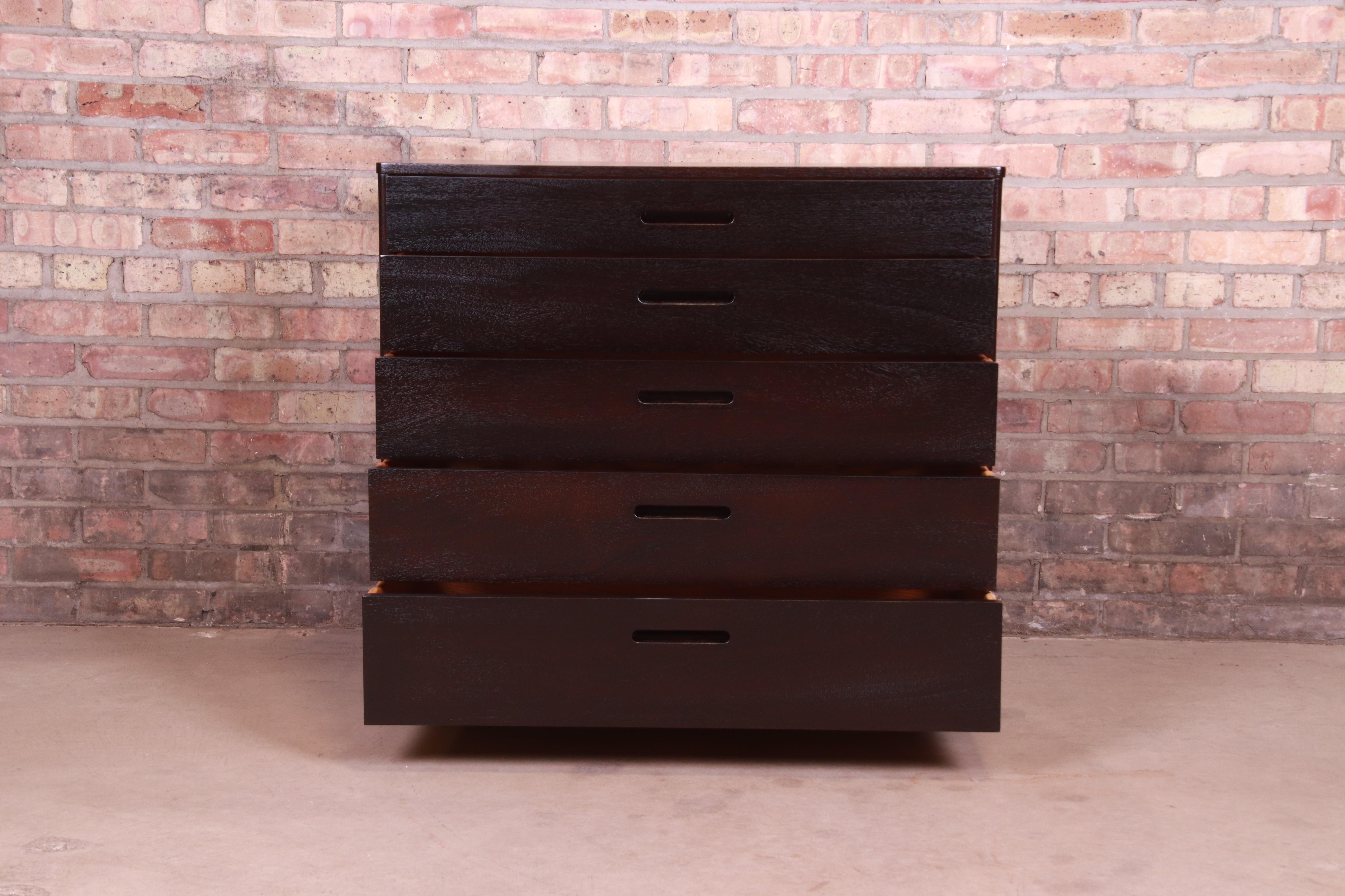 Edward Wormley for Dunbar Ebonized Mahogany Dresser Chest, Newly Refinished 2