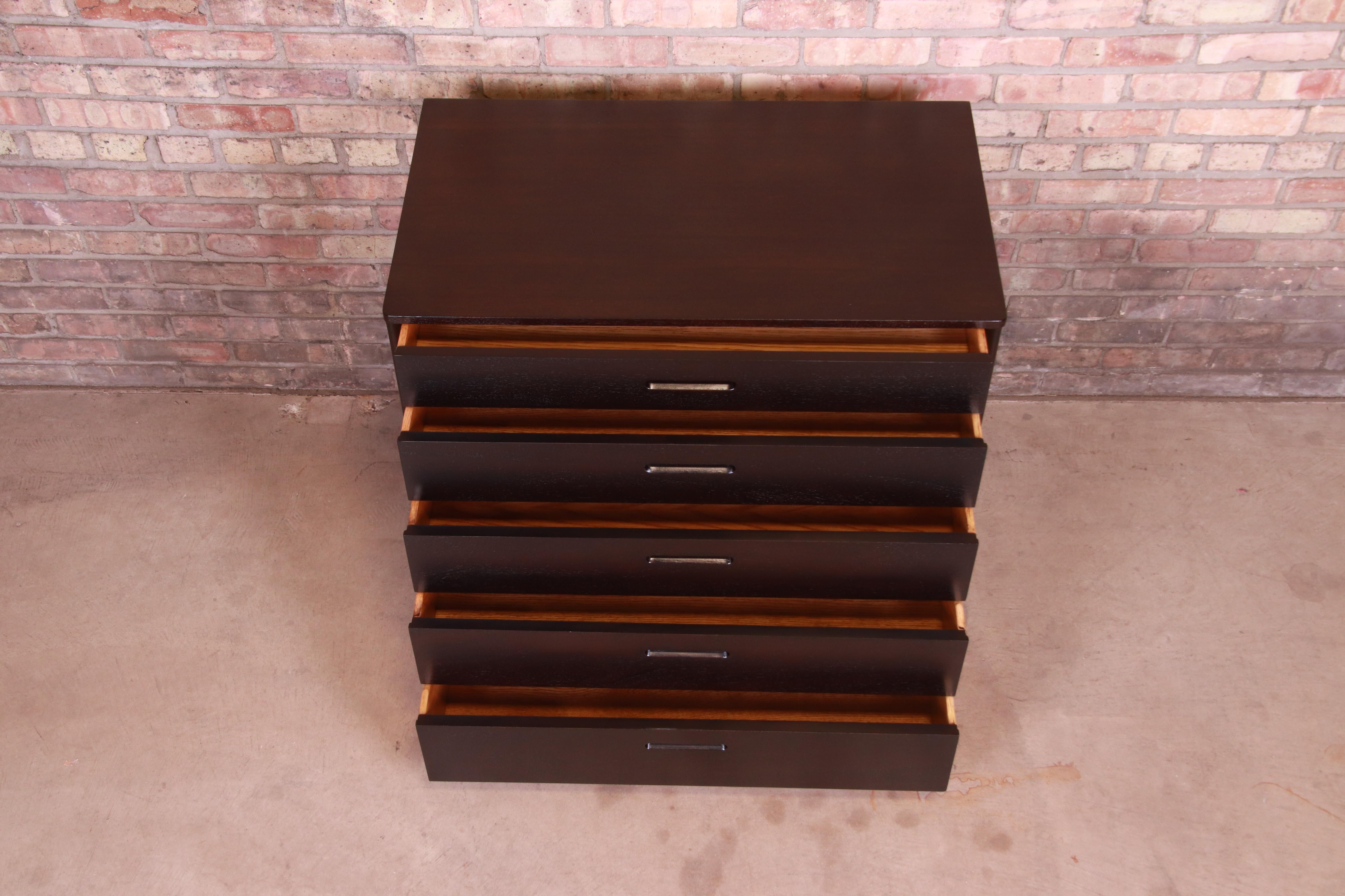 Edward Wormley for Dunbar Ebonized Mahogany Dresser Chest, Newly Refinished For Sale 3