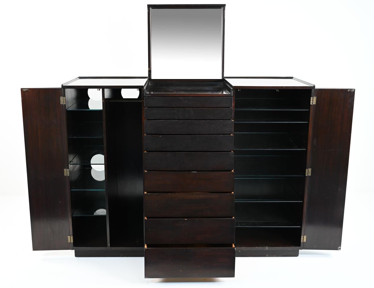 20th Century Edward Wormley for Dunbar Ebonized Mahogany Wardrobe Cabinet, c. 1950's For Sale