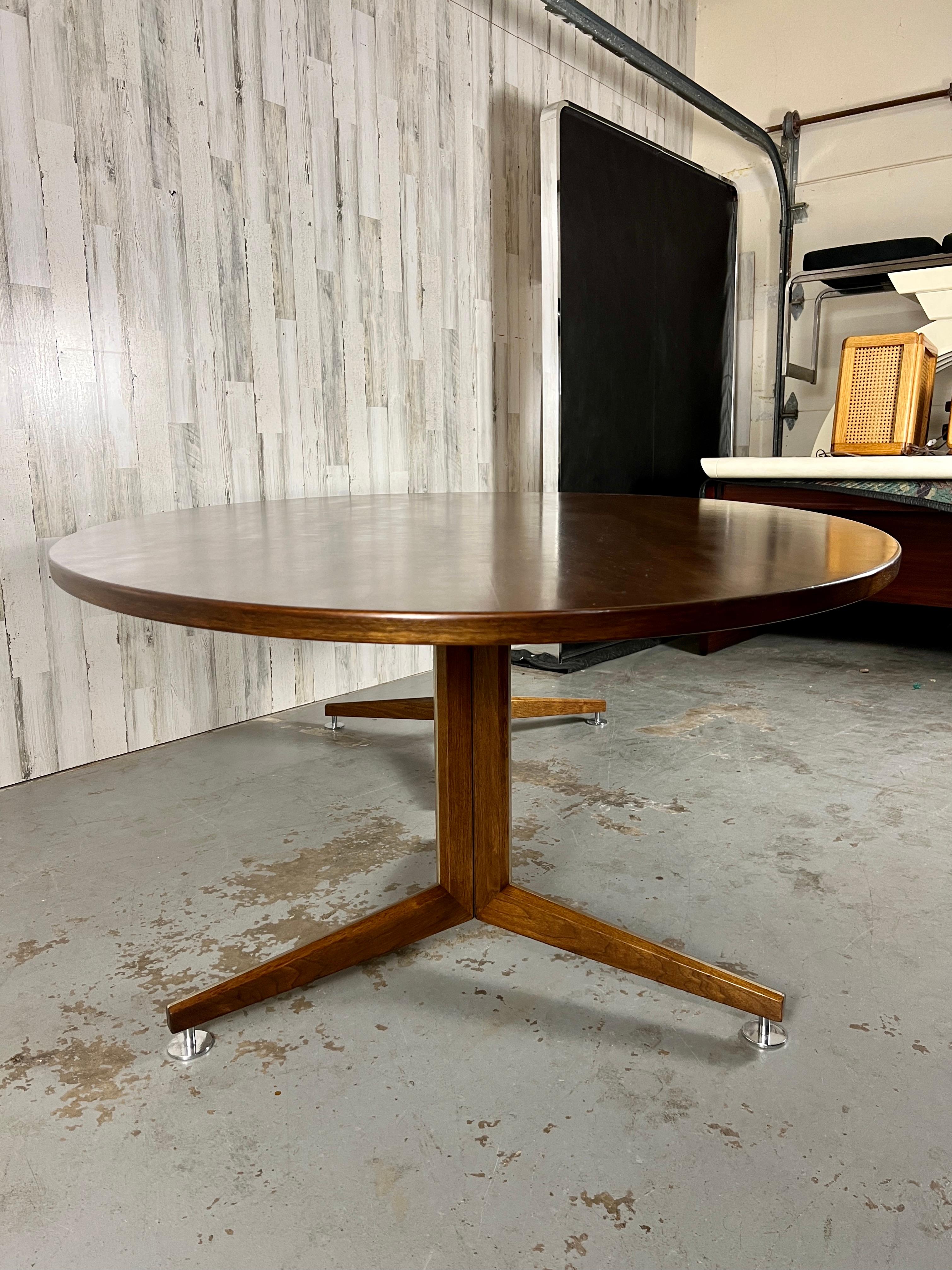 Edward Wormley for dunbar walnut elliptical conference / dining table. Extra long oval table that can be used in a large dining room or conference room.