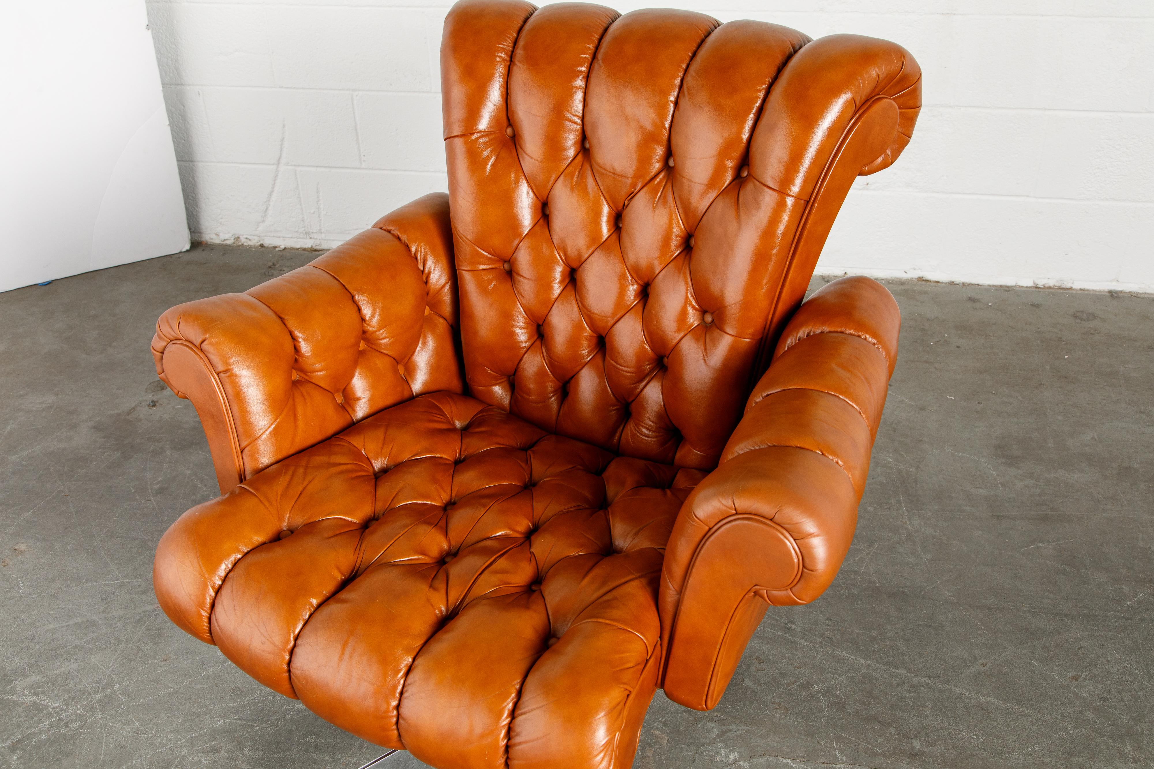 Edward Wormley for Dunbar Executive Tufted Leather Desk Chair, c. 1960, Signed 9