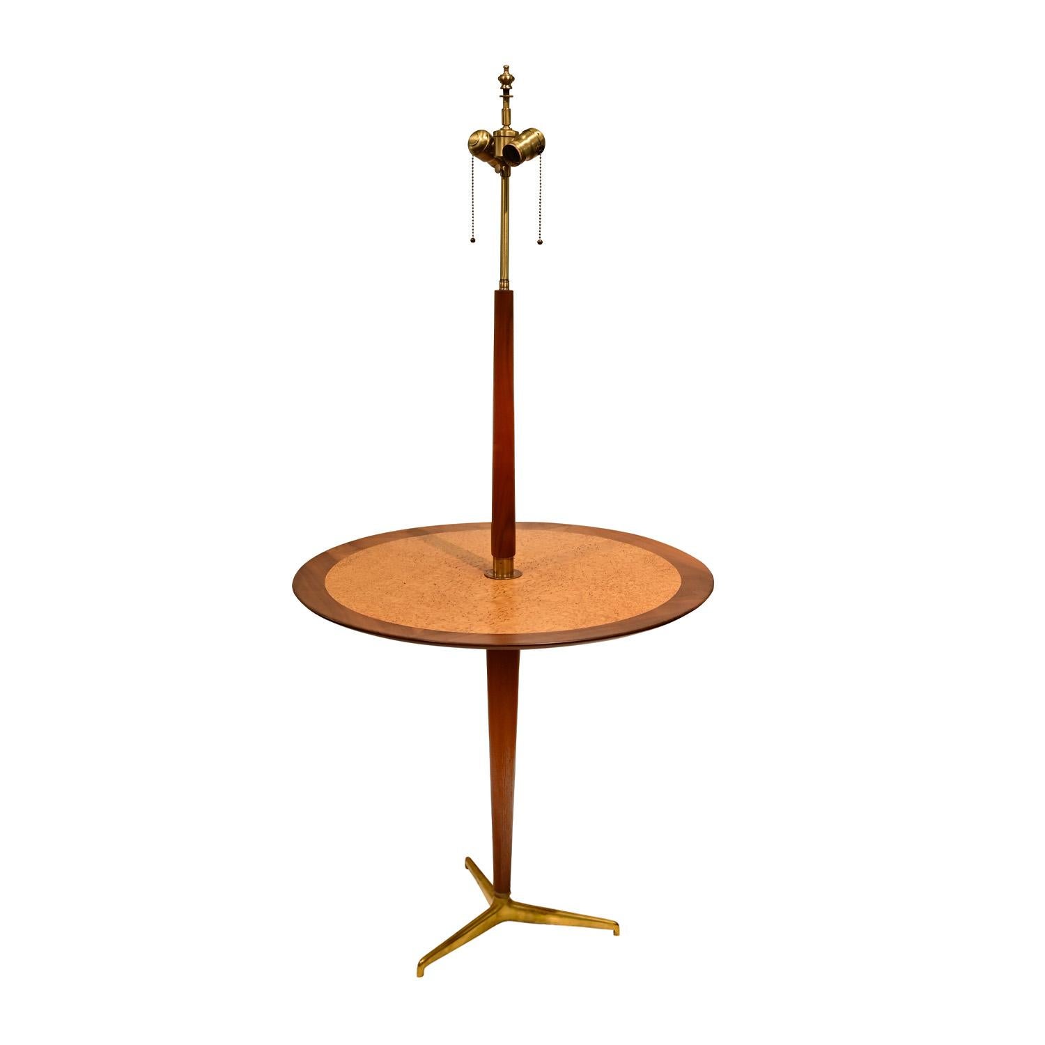 Mid-Century Modern Edward Wormley for Dunbar Floor Lamp with Incorporated Table 1954 (Signed) For Sale