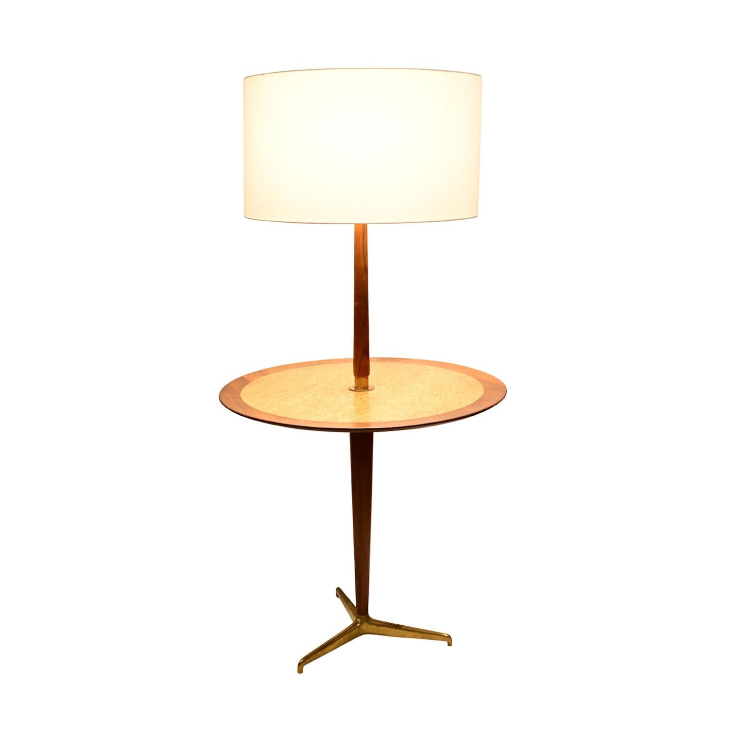 Mid-20th Century Edward Wormley for Dunbar Floor Lamp with Incorporated Table 1954 (Signed) For Sale