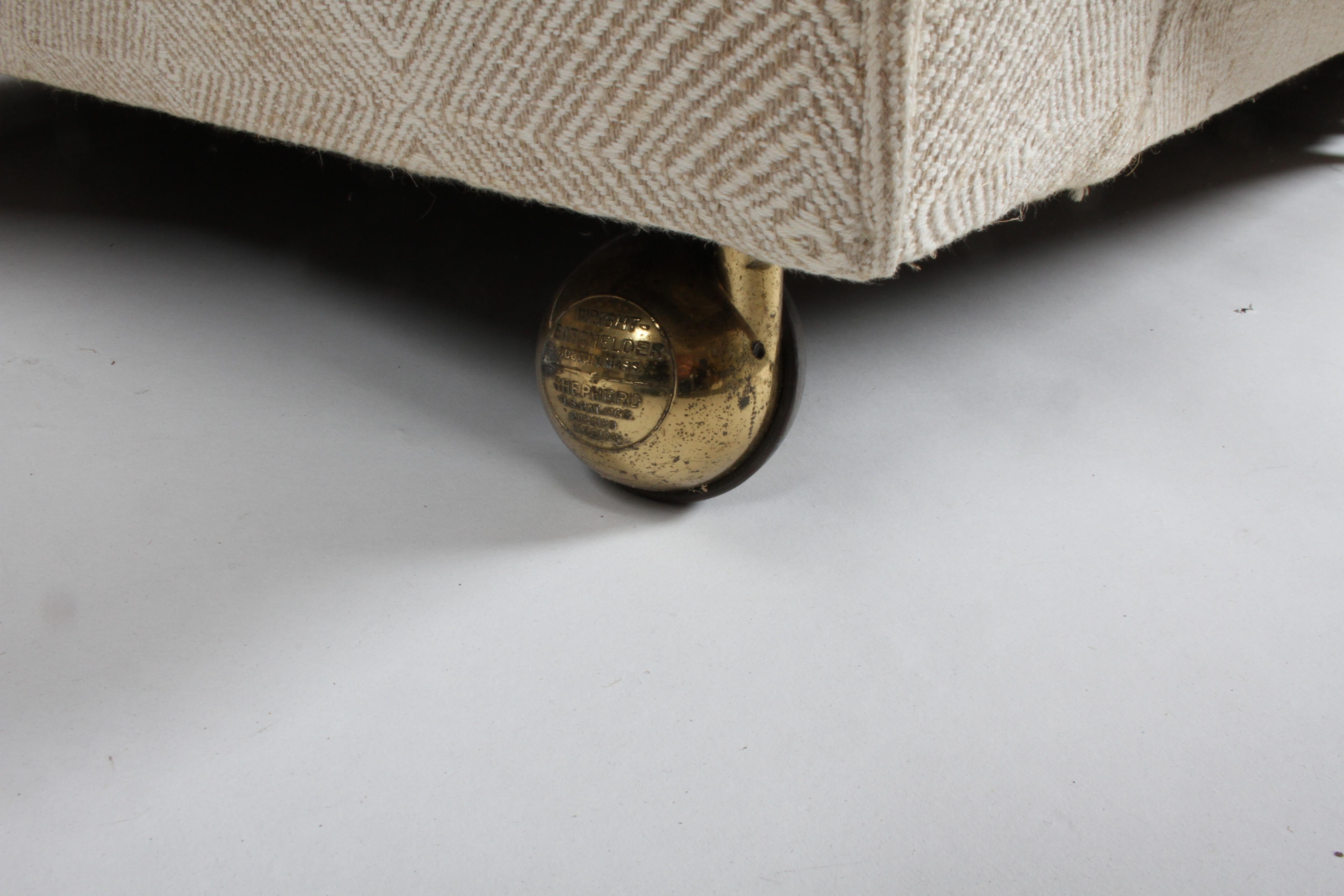Brass Edward Wormley for Dunbar Formal Tuxedo Down Filled Sofa