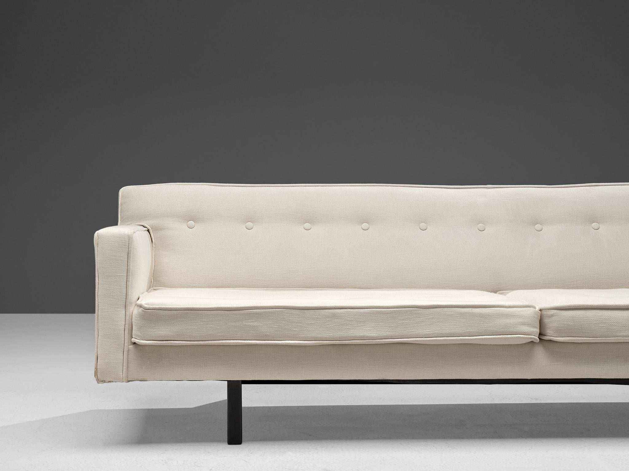 Fabric Edward Wormley for Dunbar Four-Seat Sofa in Off-White Upholstery For Sale