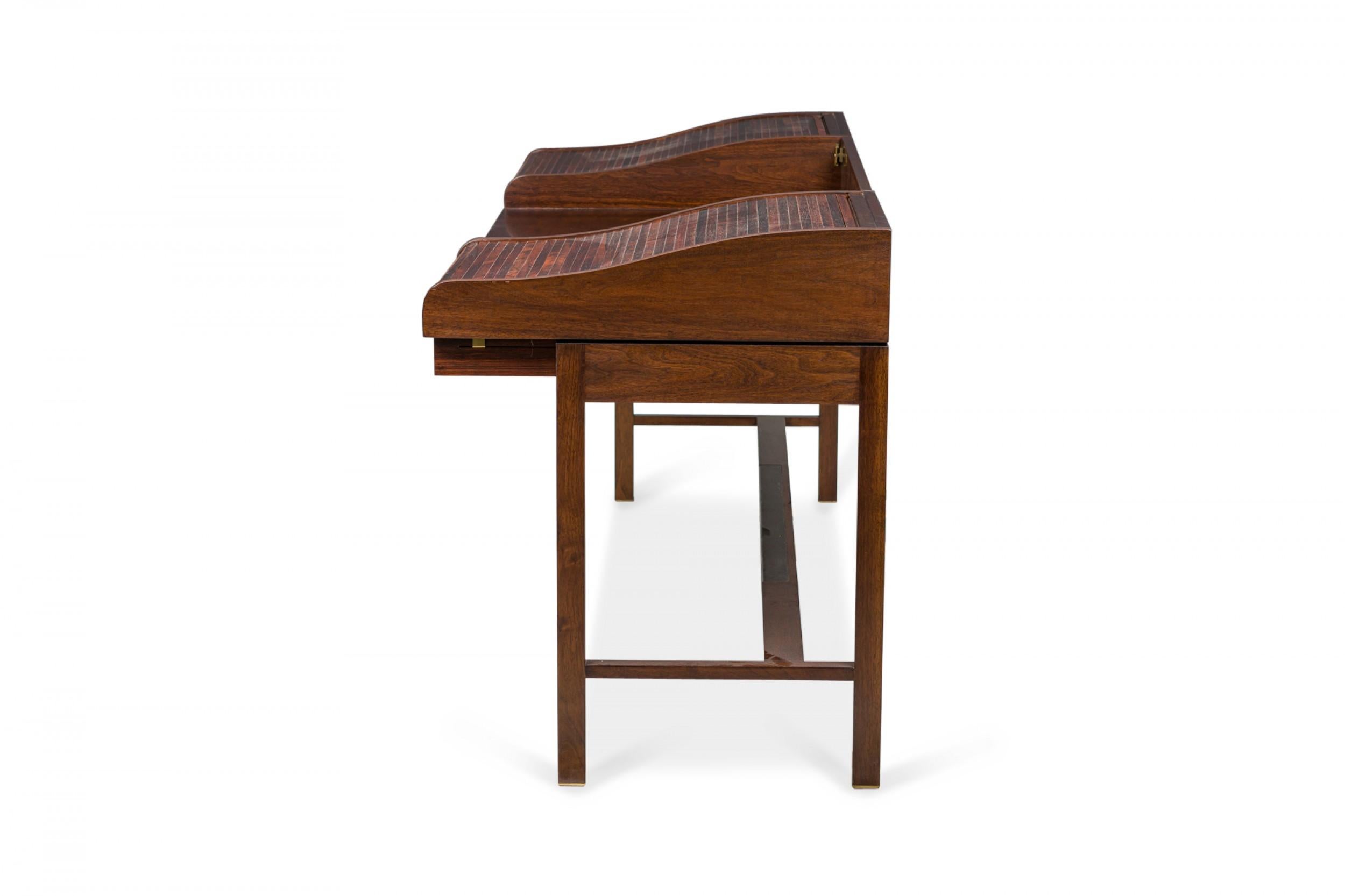 American Edward Wormley for Dunbar Furniture Co. Rosewood and Mahogany Roll Top Desk For Sale
