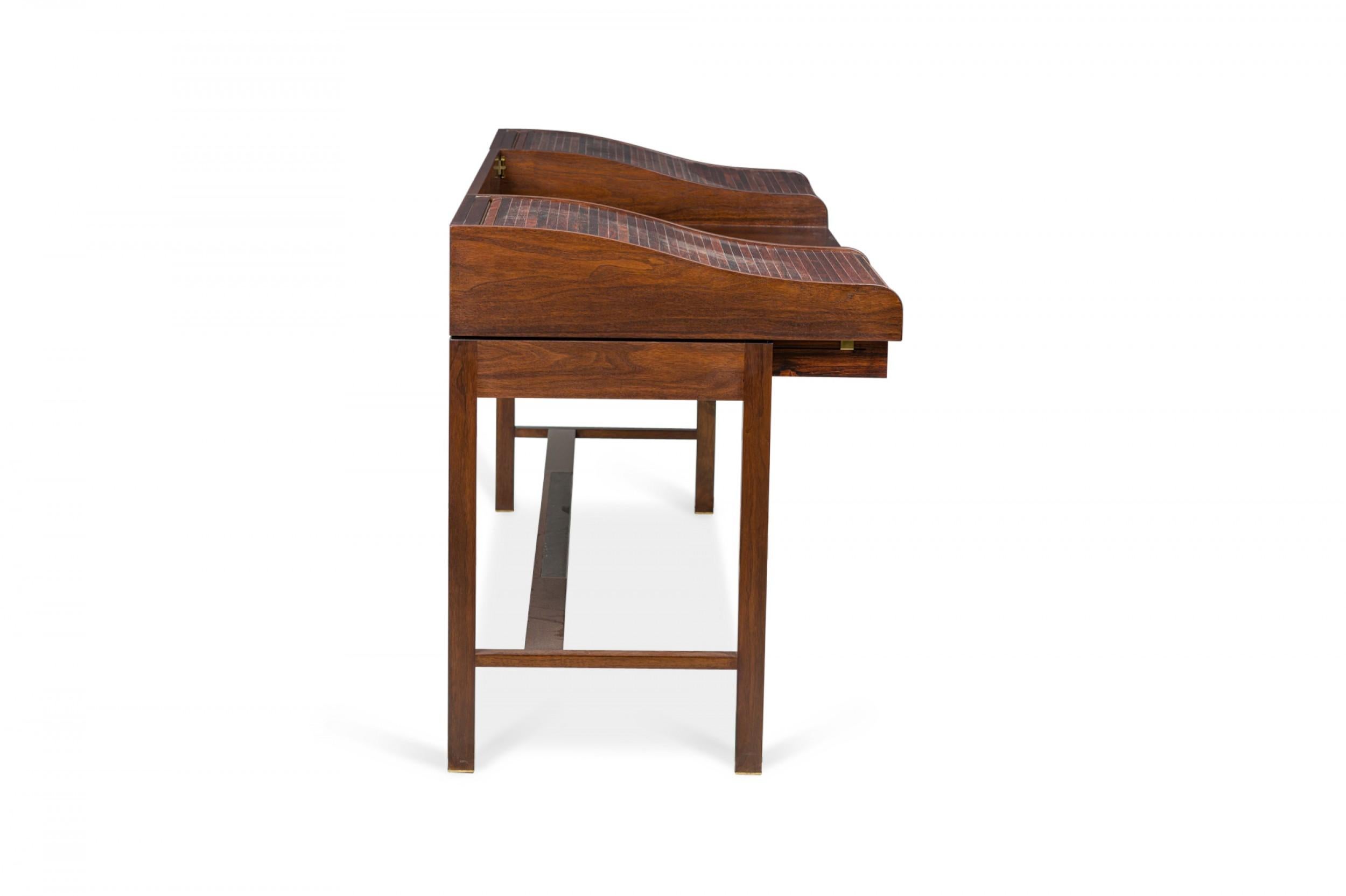 20th Century Edward Wormley for Dunbar Furniture Co. Rosewood and Mahogany Roll Top Desk For Sale