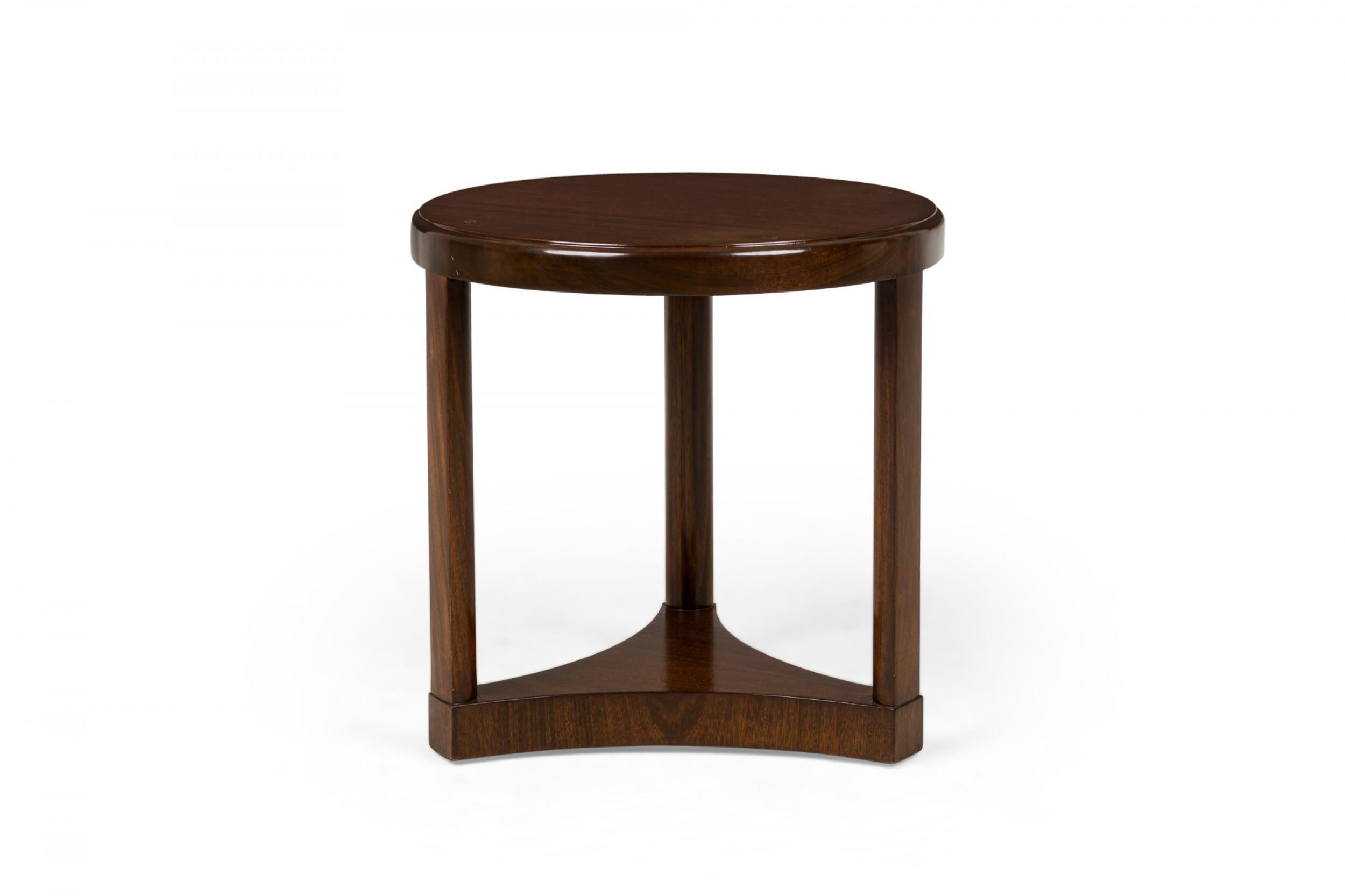 Beveled Edward Wormley for Dunbar Furniture Company Circular Wood End / Side Table For Sale