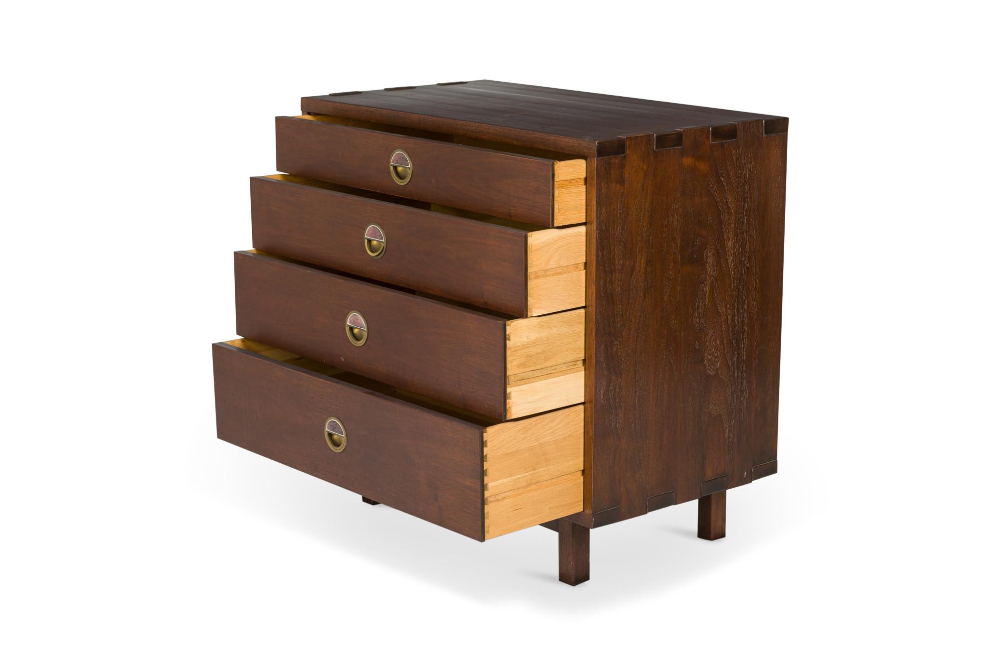 Mid-Century Modern Edward Wormley for Dunbar Furniture Company Natzler Tile and Walnut Four-Drawer 