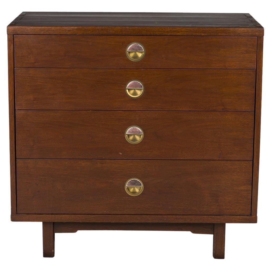 Edward Wormley for Dunbar Furniture Company Natzler Tile and Walnut Four-Drawer 