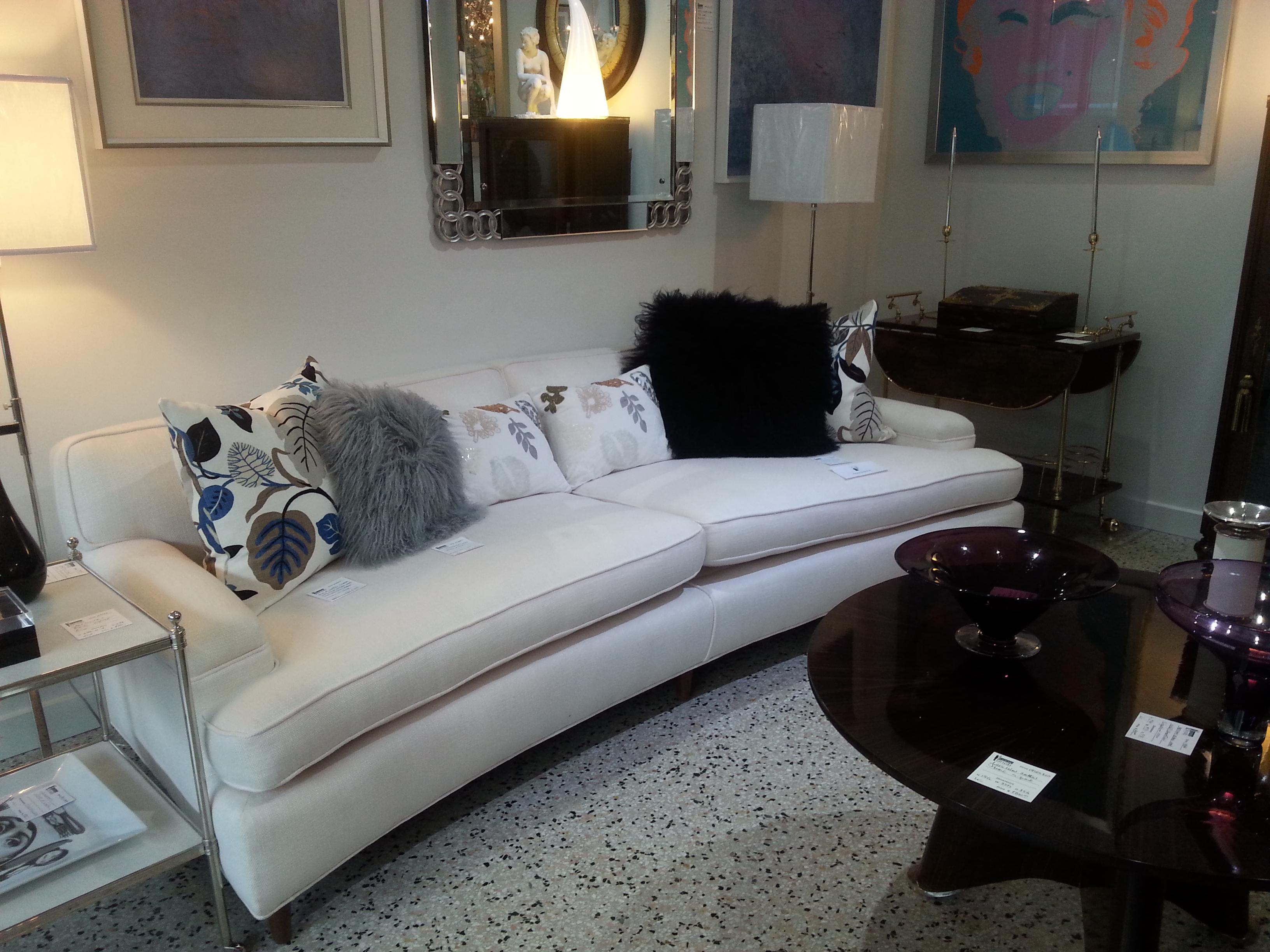  Edward Wormley for Dunbar Furniture Curved Sofa in White Fabric  4