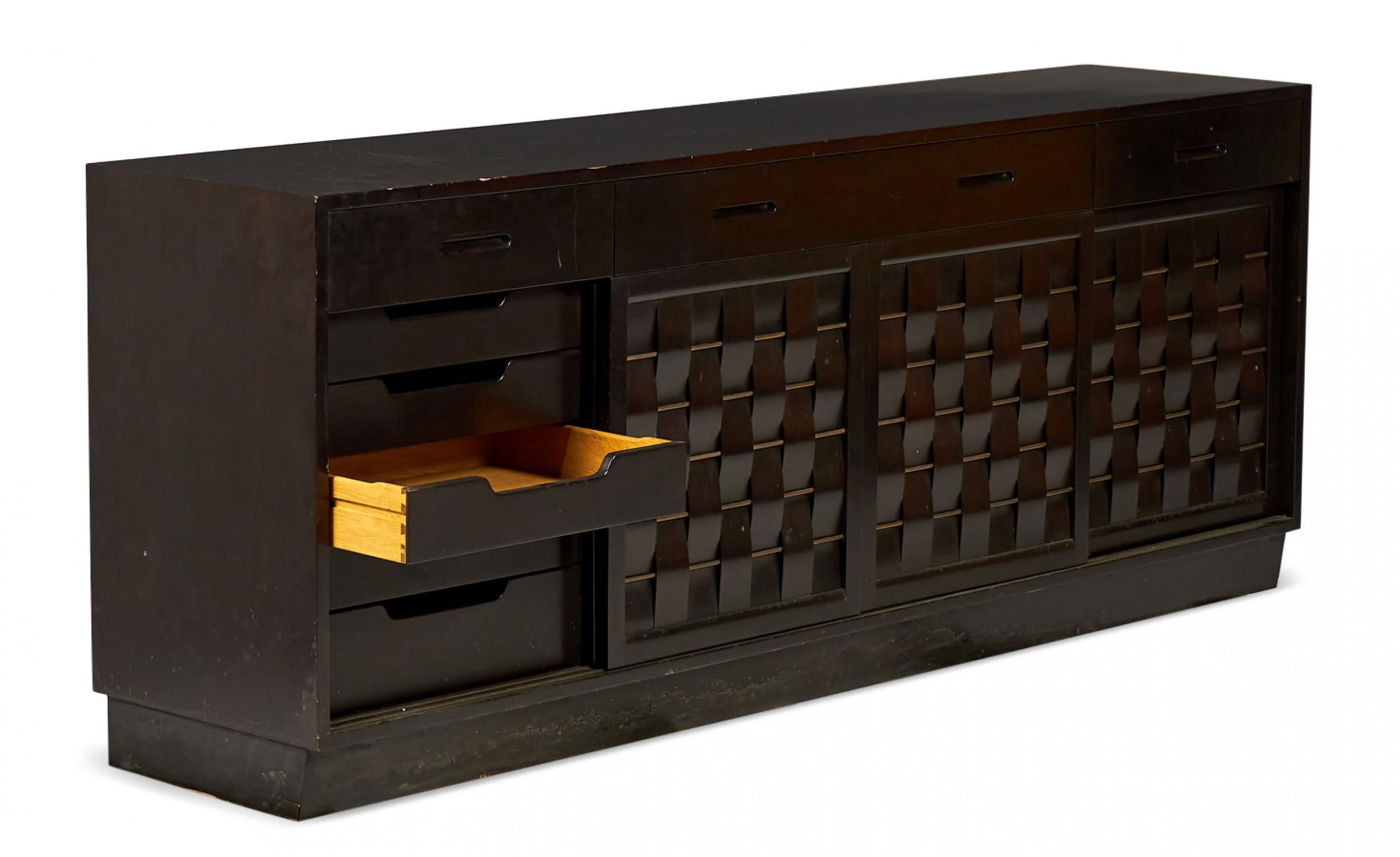 Edward Wormley für Dunbar Furniture: Anrichte aus dunkelbraunem Mahagoni mit geflochtener Front im Angebot 5