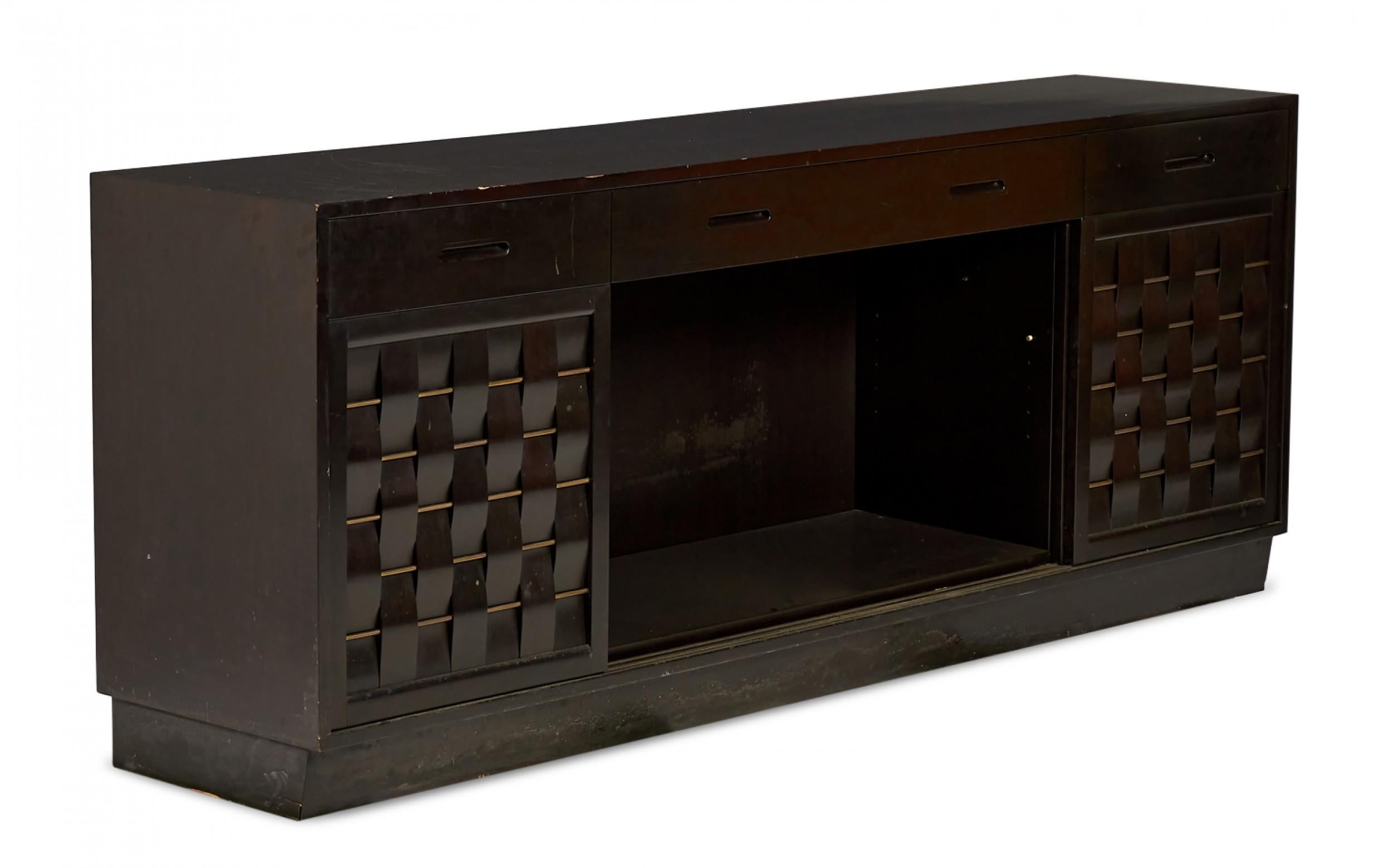 Edward Wormley für Dunbar Furniture: Anrichte aus dunkelbraunem Mahagoni mit geflochtener Front im Angebot 6