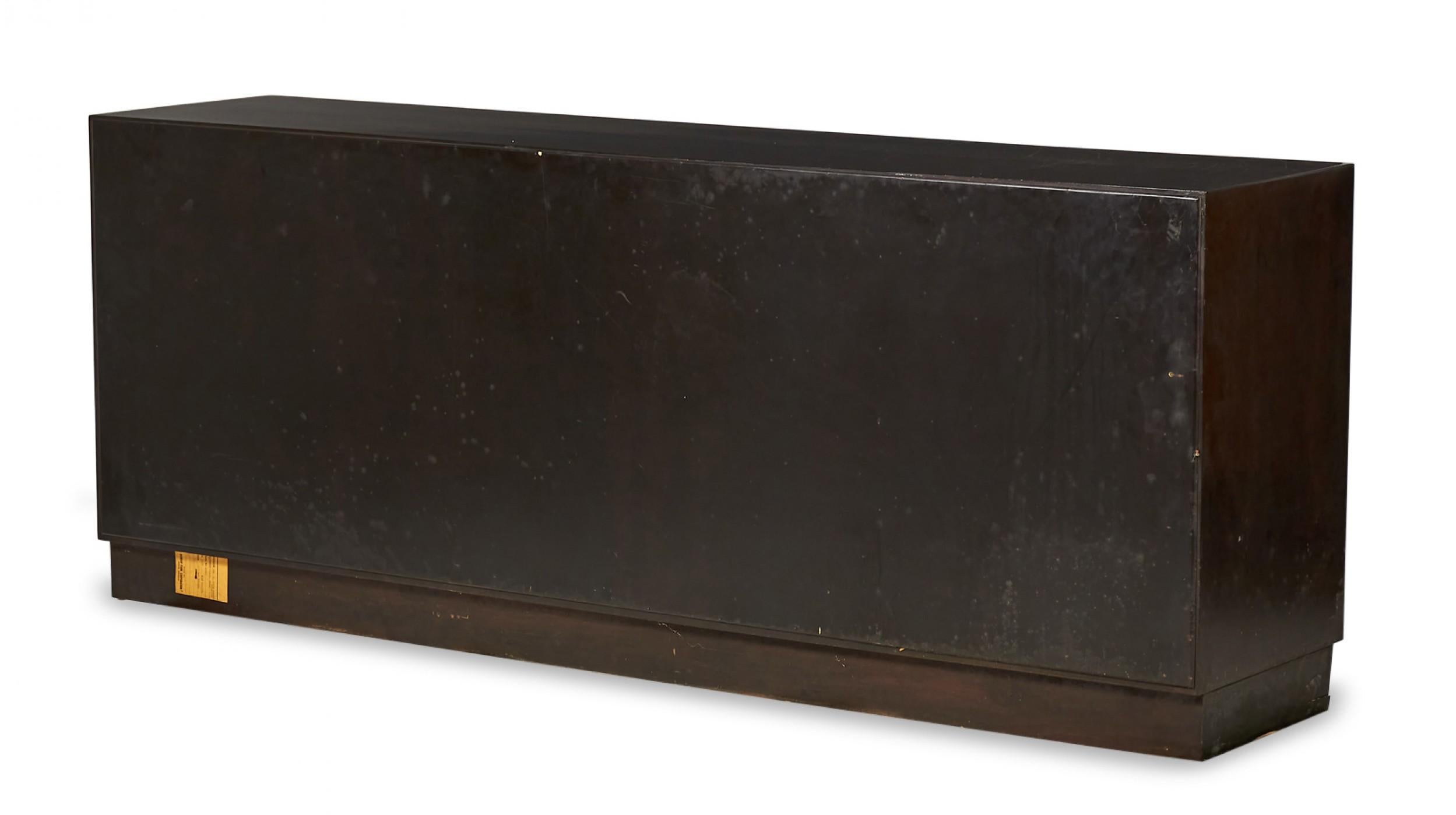 20th Century Edward Wormley for Dunbar Furniture Woven Front Dark Brown Mahogany Credenza For Sale