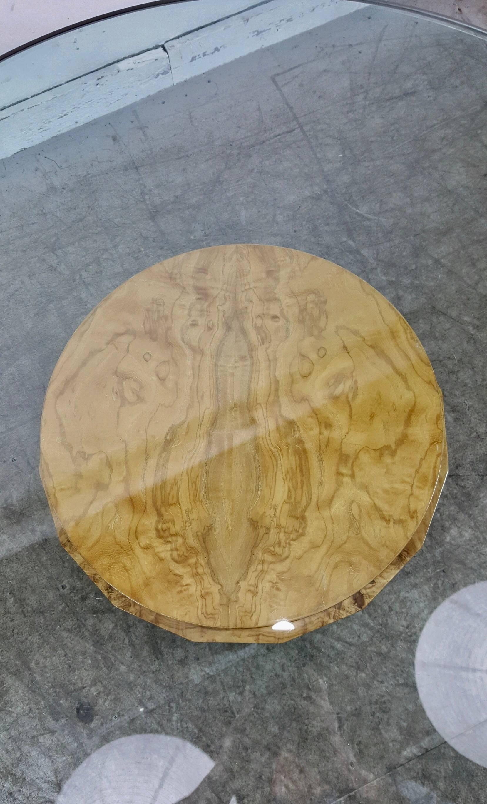 American Edward Wormley for Dunbar Glass and Burl Cocktail Table