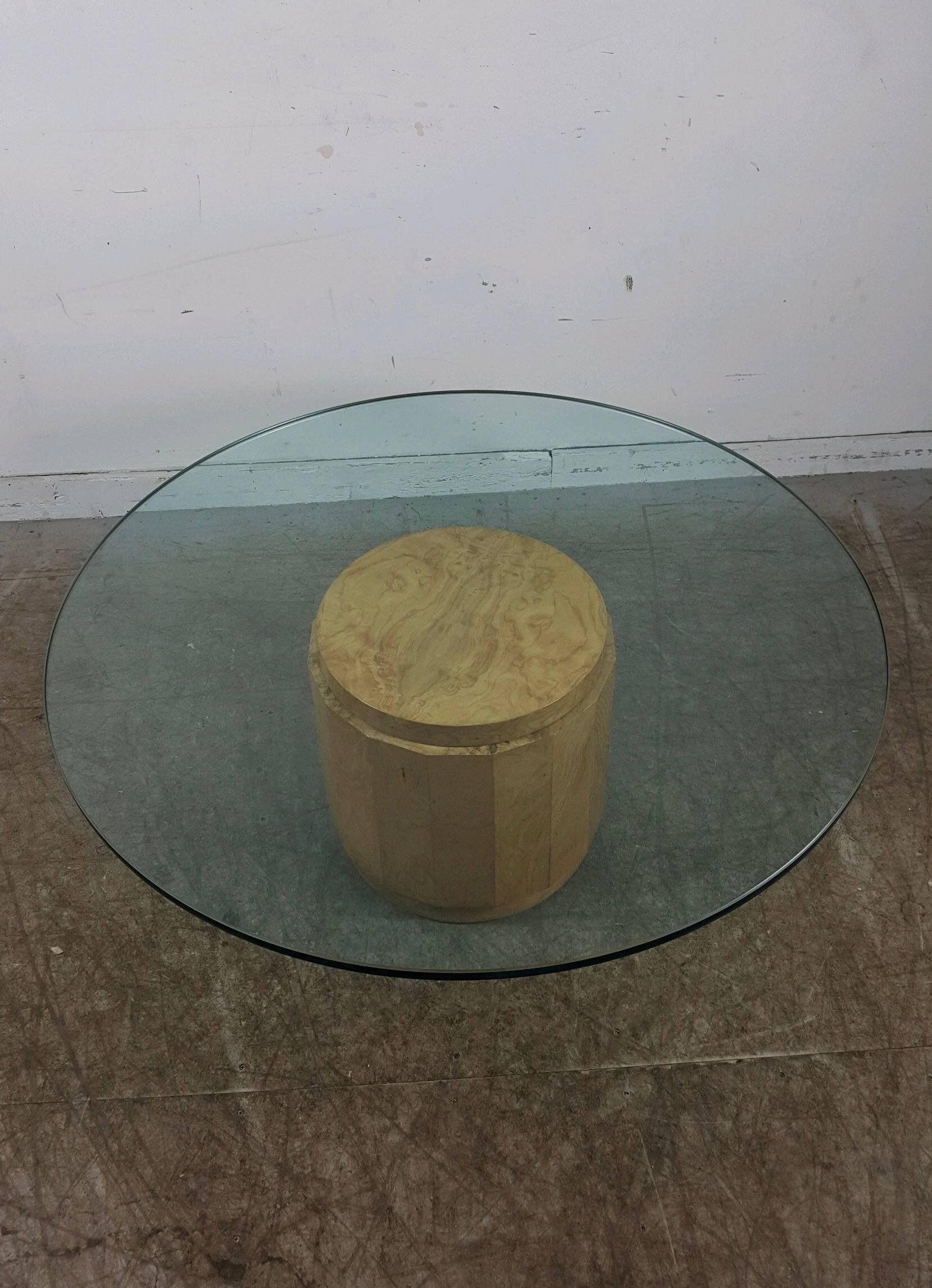 Edward Wormley for Dunbar Glass and Burl Cocktail Table In Excellent Condition In Buffalo, NY