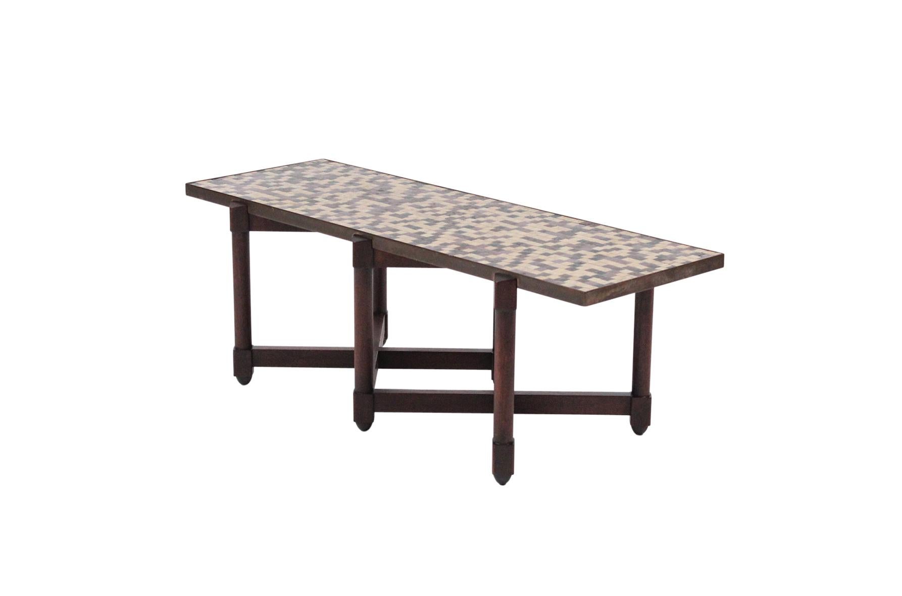 Mid-Century Modern Edward Wormley for Dunbar Glass Tile Coffee Table