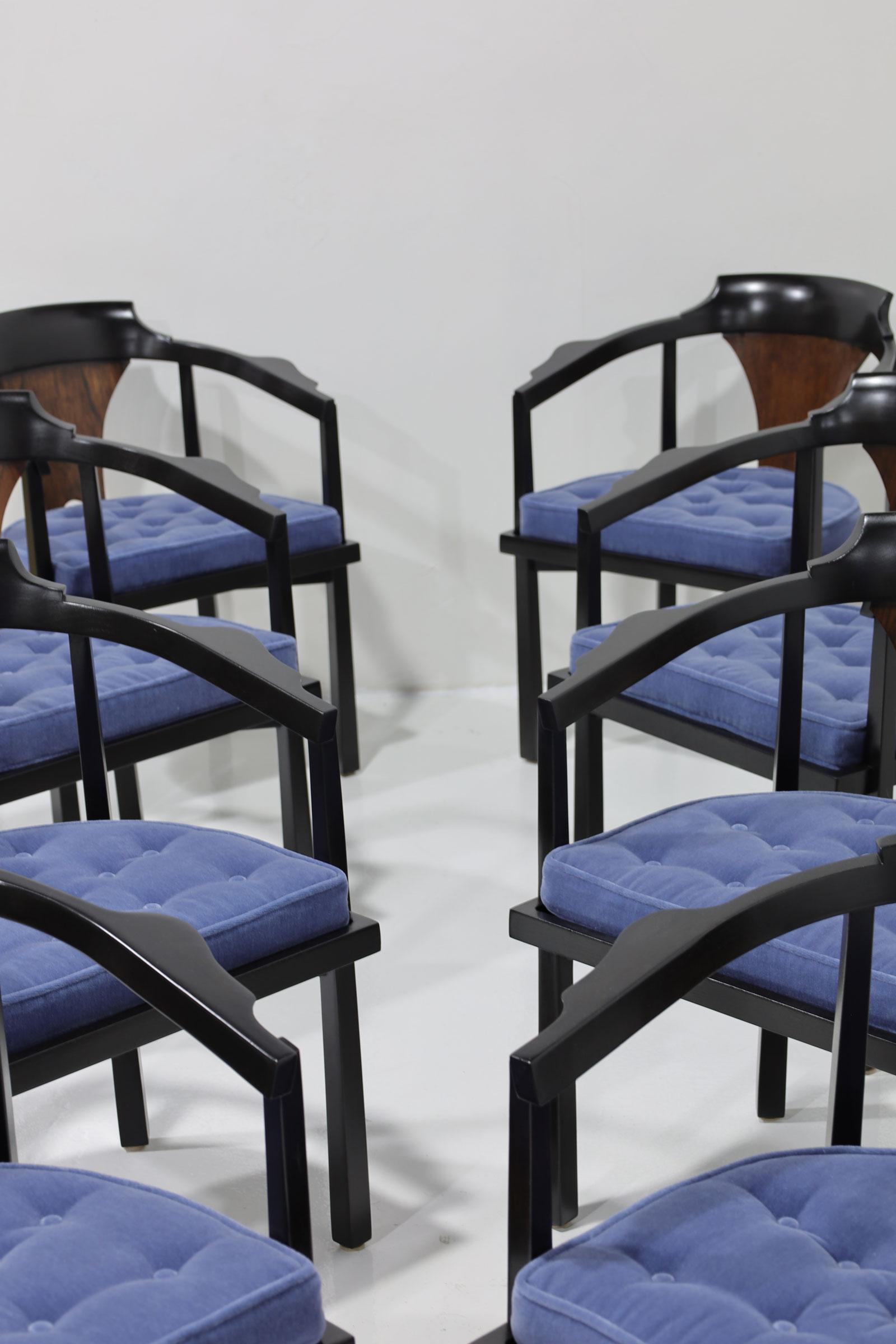 American Edward Wormley for Dunbar Horseshoe Dining Chairs (Model 935)  in Mohair