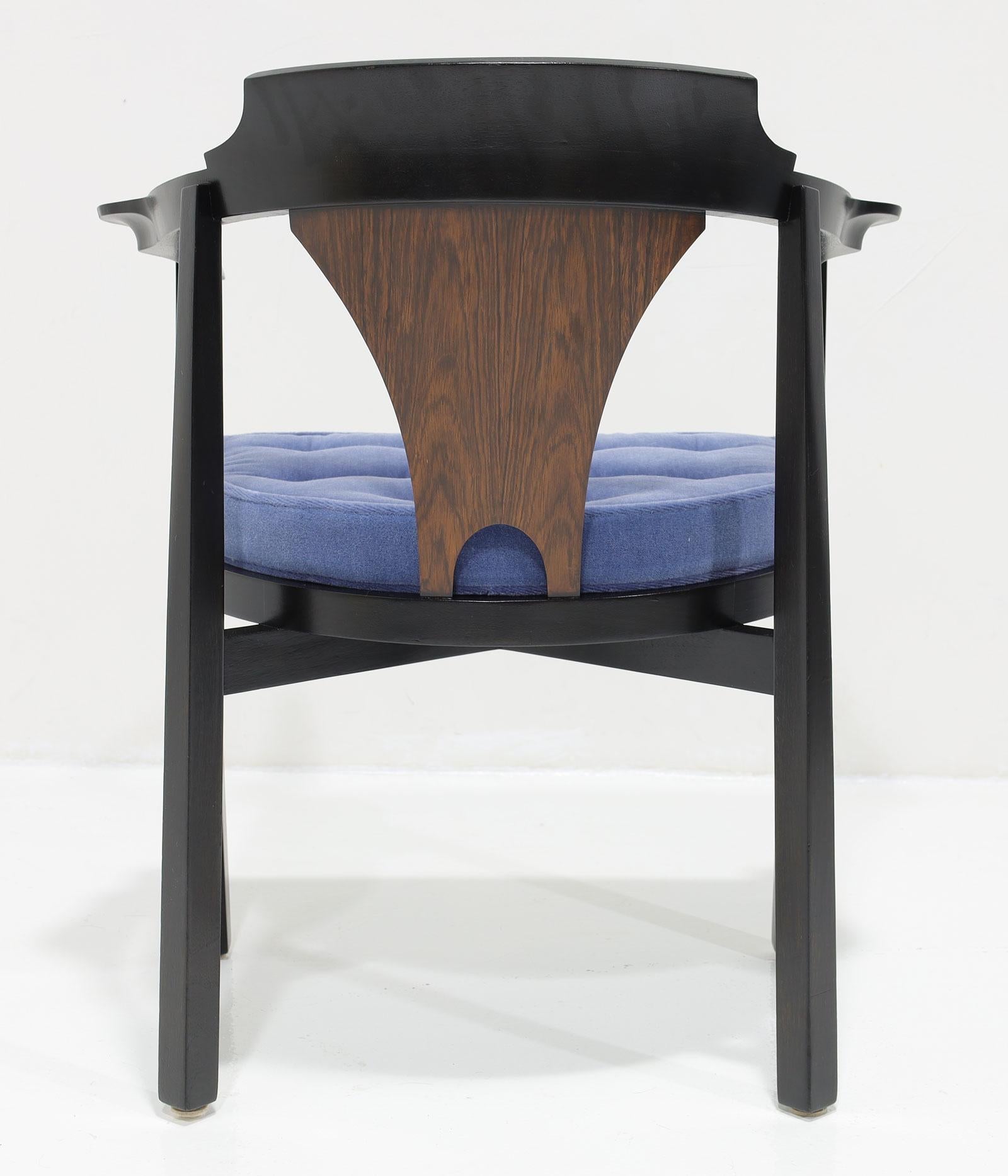 20th Century Edward Wormley for Dunbar Horseshoe Dining Chairs (Model 935)  in Mohair