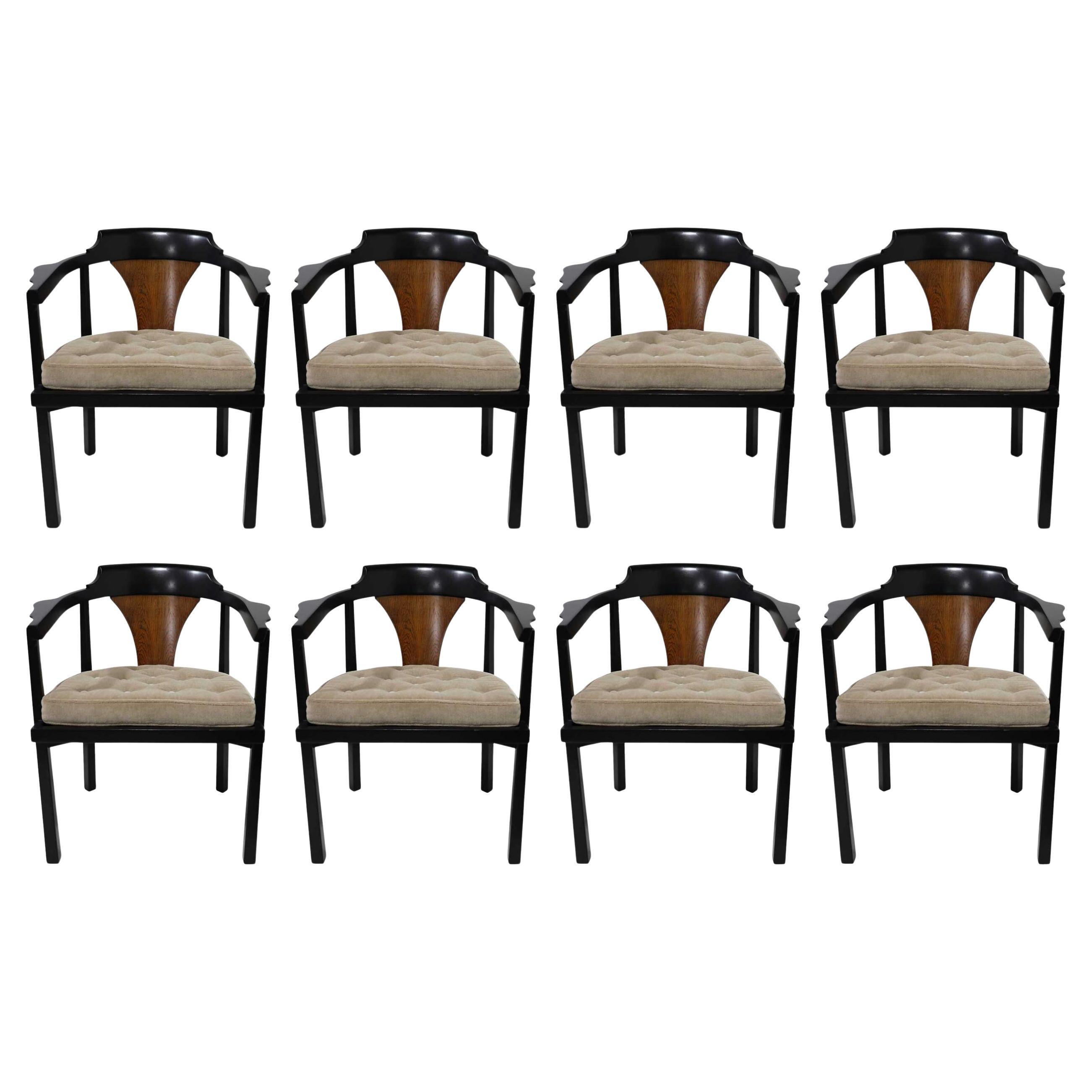 Edward Wormley for Dunbar Horseshoe Dining Chairs (Model 935)  in Mohair