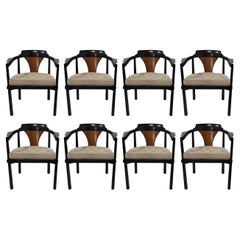 Edward Wormley for Dunbar Horseshoe Dining Chairs (Model 935)  in Mohair