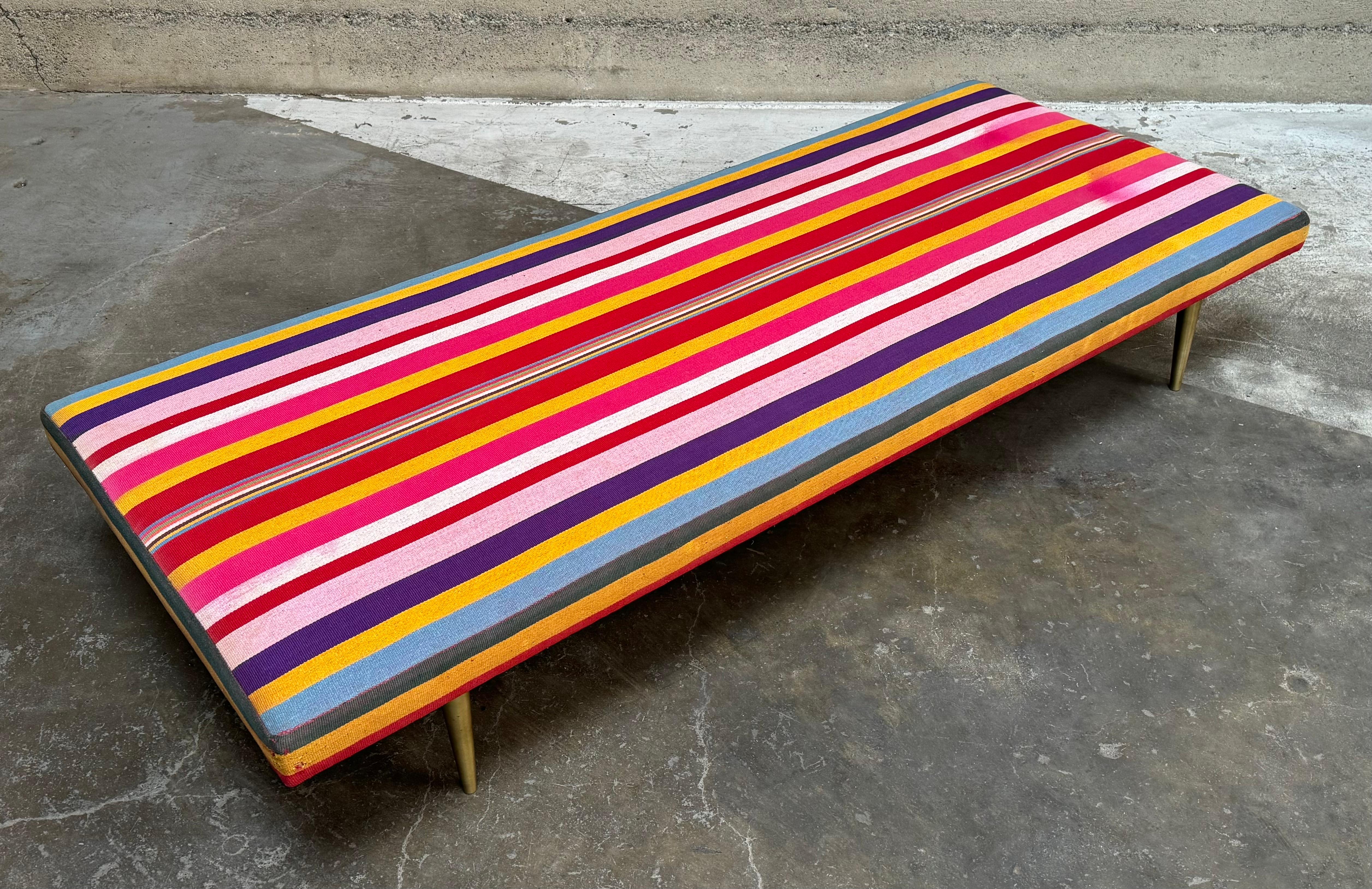 Edward Wormley  Méridienne Dunbar en tissu rayé vintage de style Alexander Girard 8