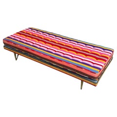 Edward Wormley  Dunbar Daybed in Vintage Alexander Girard Style Striped Fabric